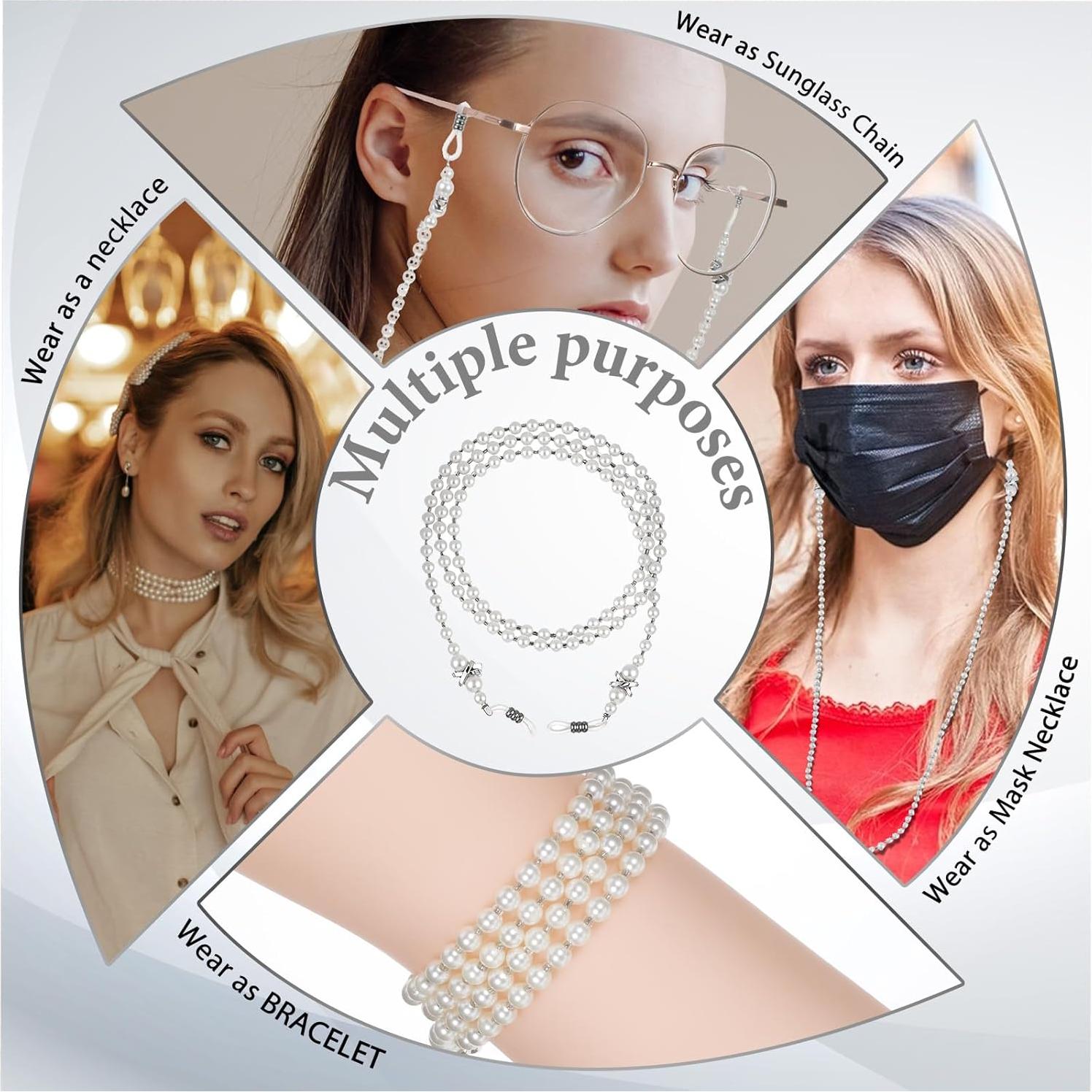 Cadena de Gafas de Perlas LIQWEI 75cm para Mujeres