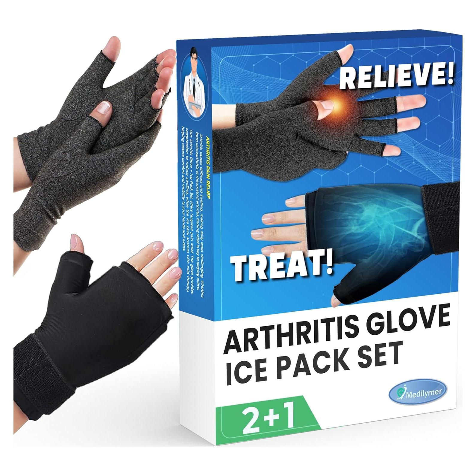 Guantes de Compresión para Artritis Medilymer + Paquete de Hielo