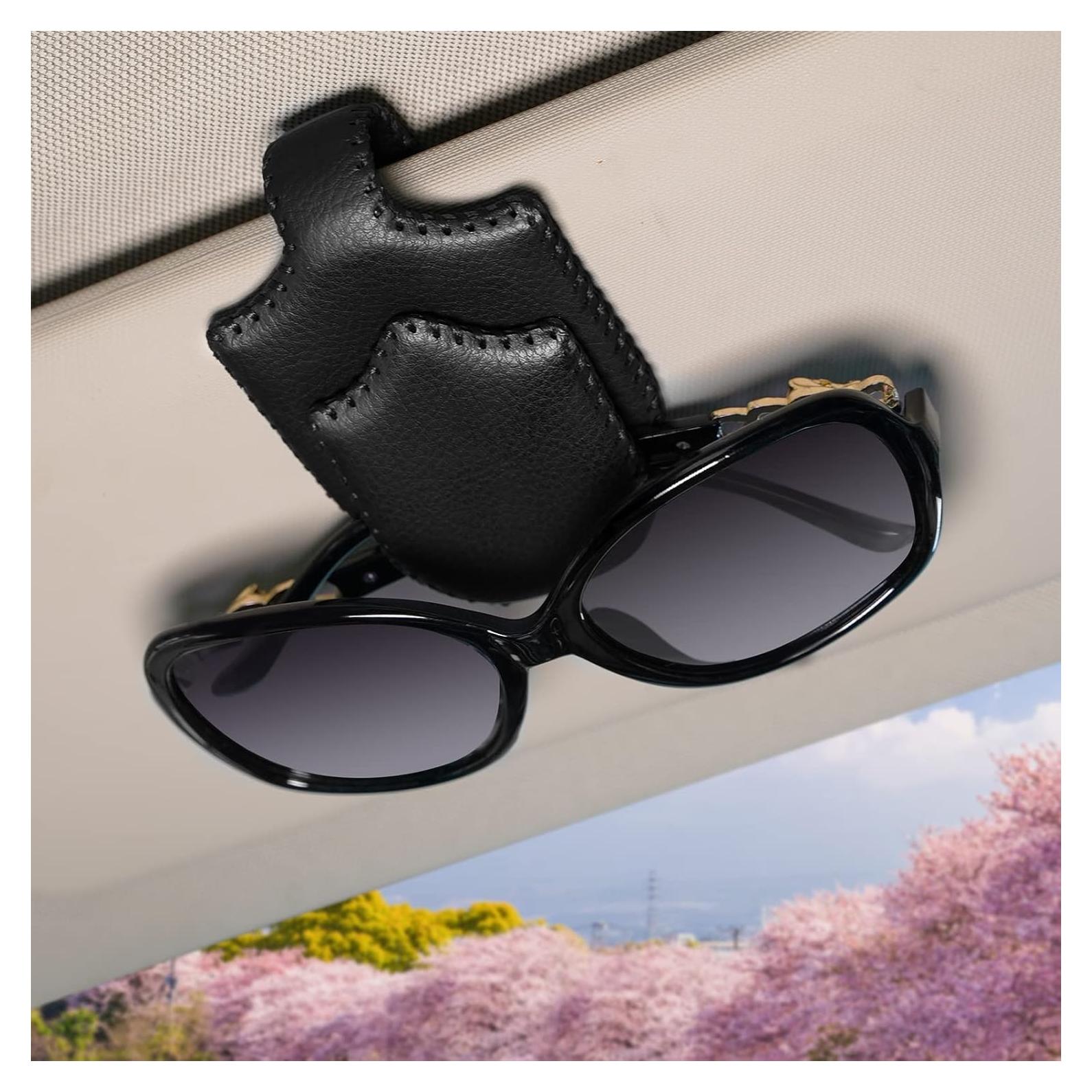 Soporte de Gafas de Sol AMVOYOA para Visera de Coche Negro
