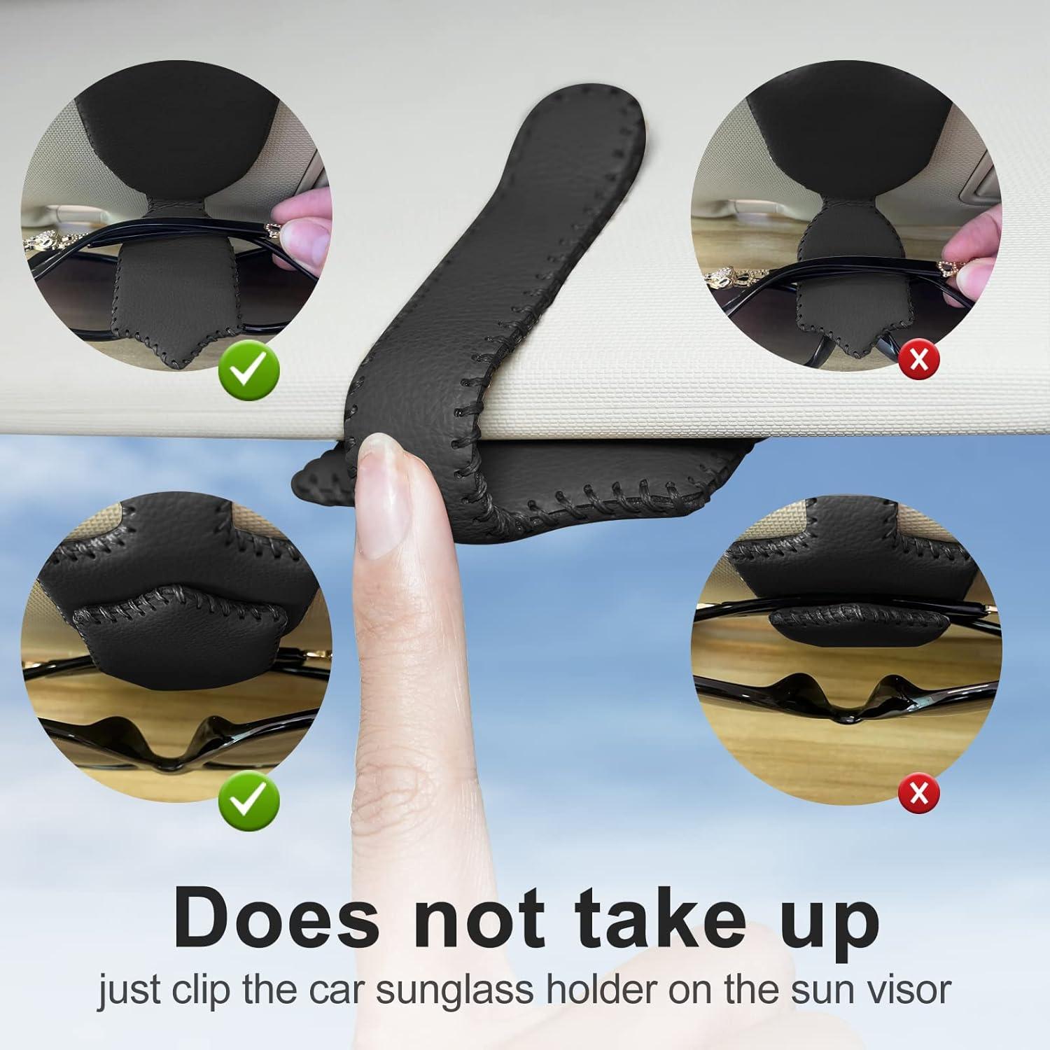 Soporte de Gafas de Sol AMVOYOA para Visera de Coche Negro