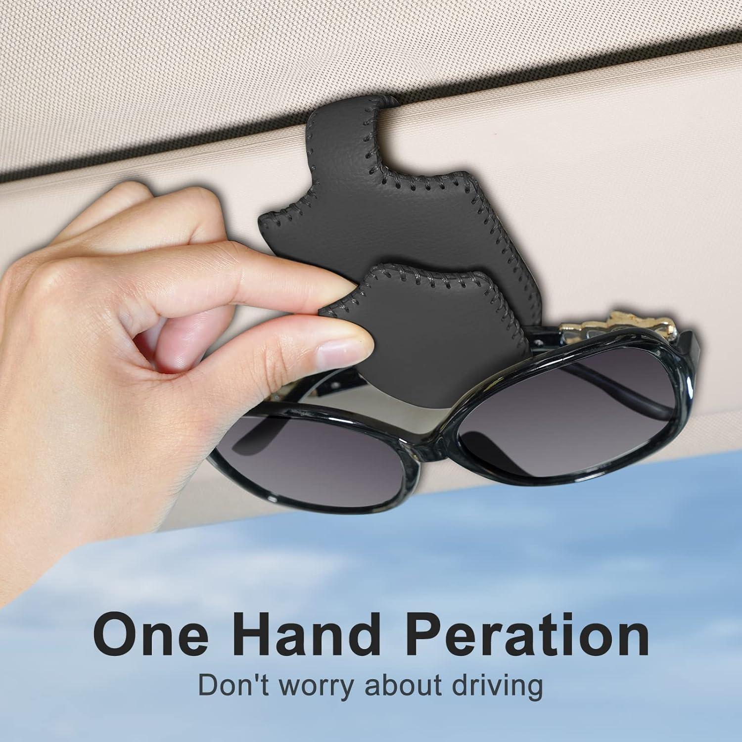 Soporte de Gafas de Sol AMVOYOA para Visera de Coche Negro