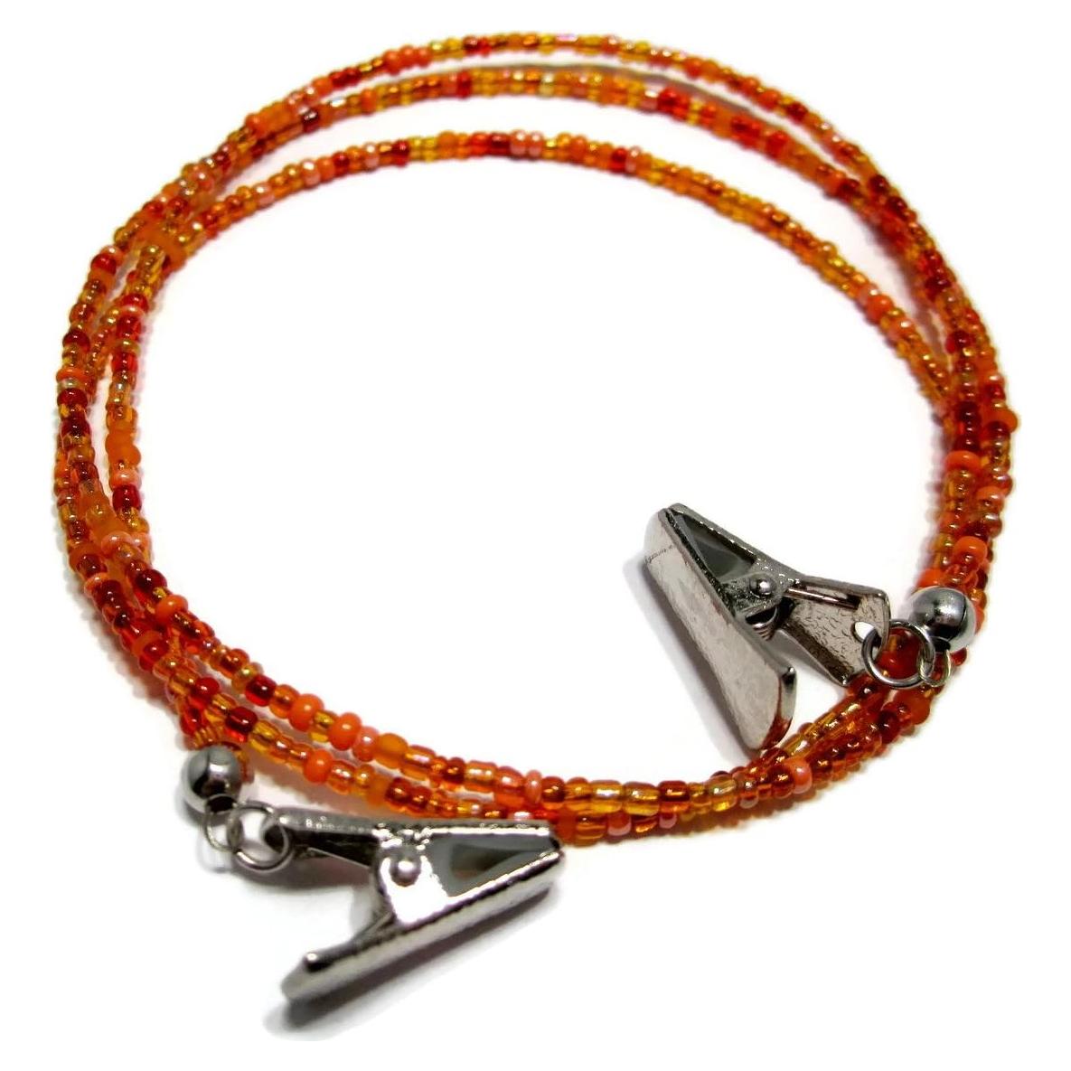 Soporte de Gafas ATLanyards Naranja con Clips de Plata