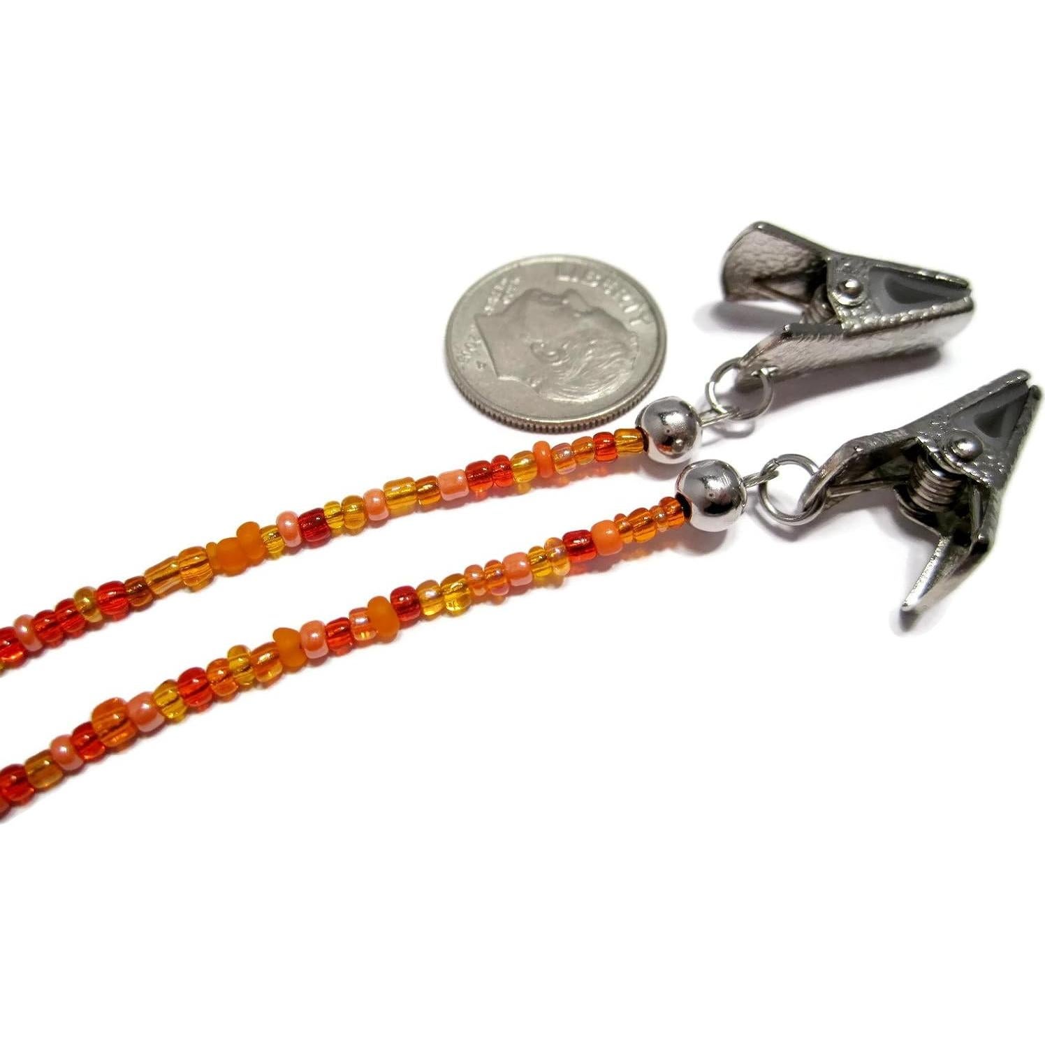 Soporte de Gafas ATLanyards Naranja con Clips de Plata