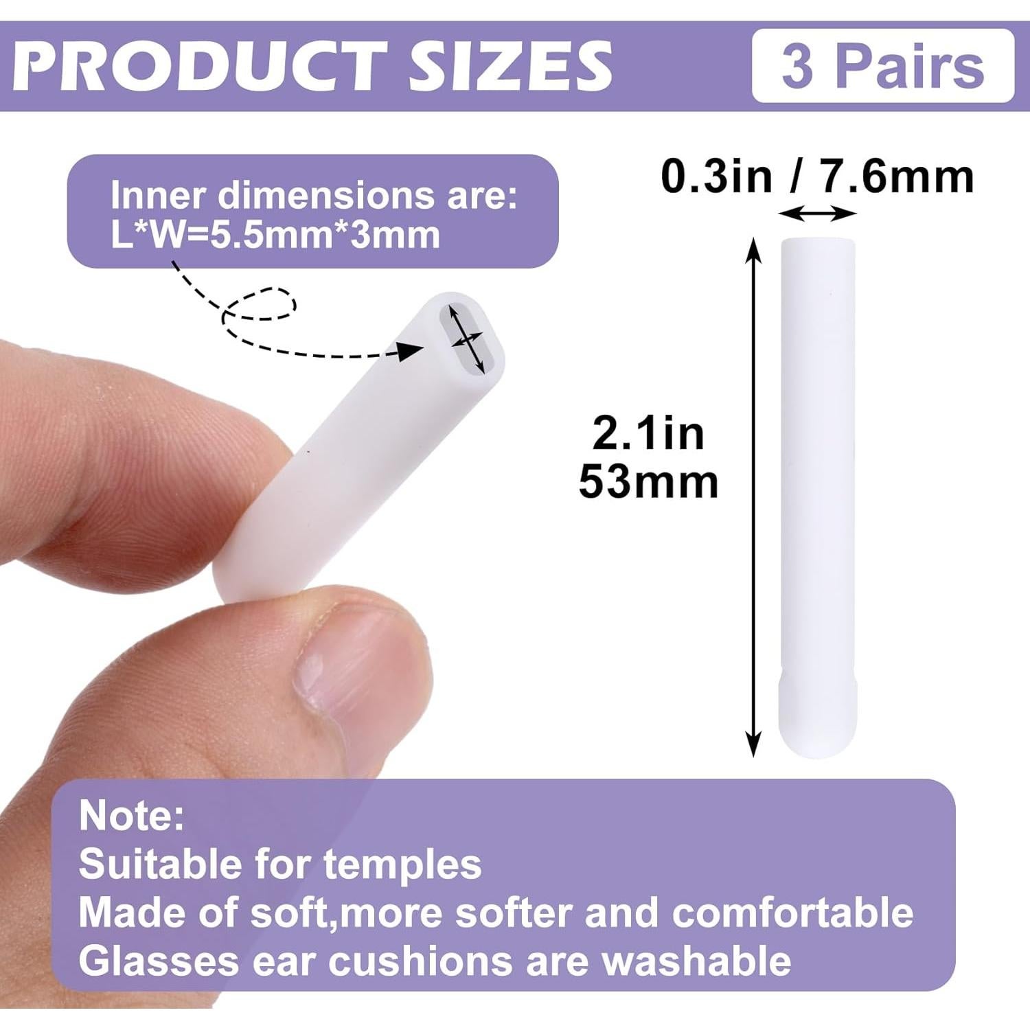 Cojín para Orejas de Gafas BEIQIYA 6pcs Silicona Antideslizante