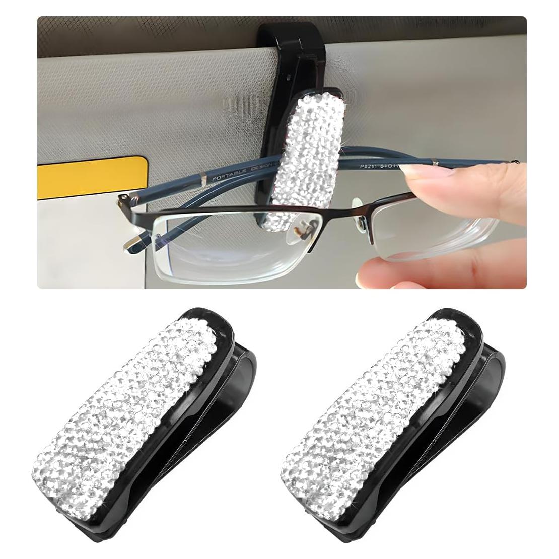 Soporte para Gafas de Visera de Coche Wevdn Blanco 2 Pcs