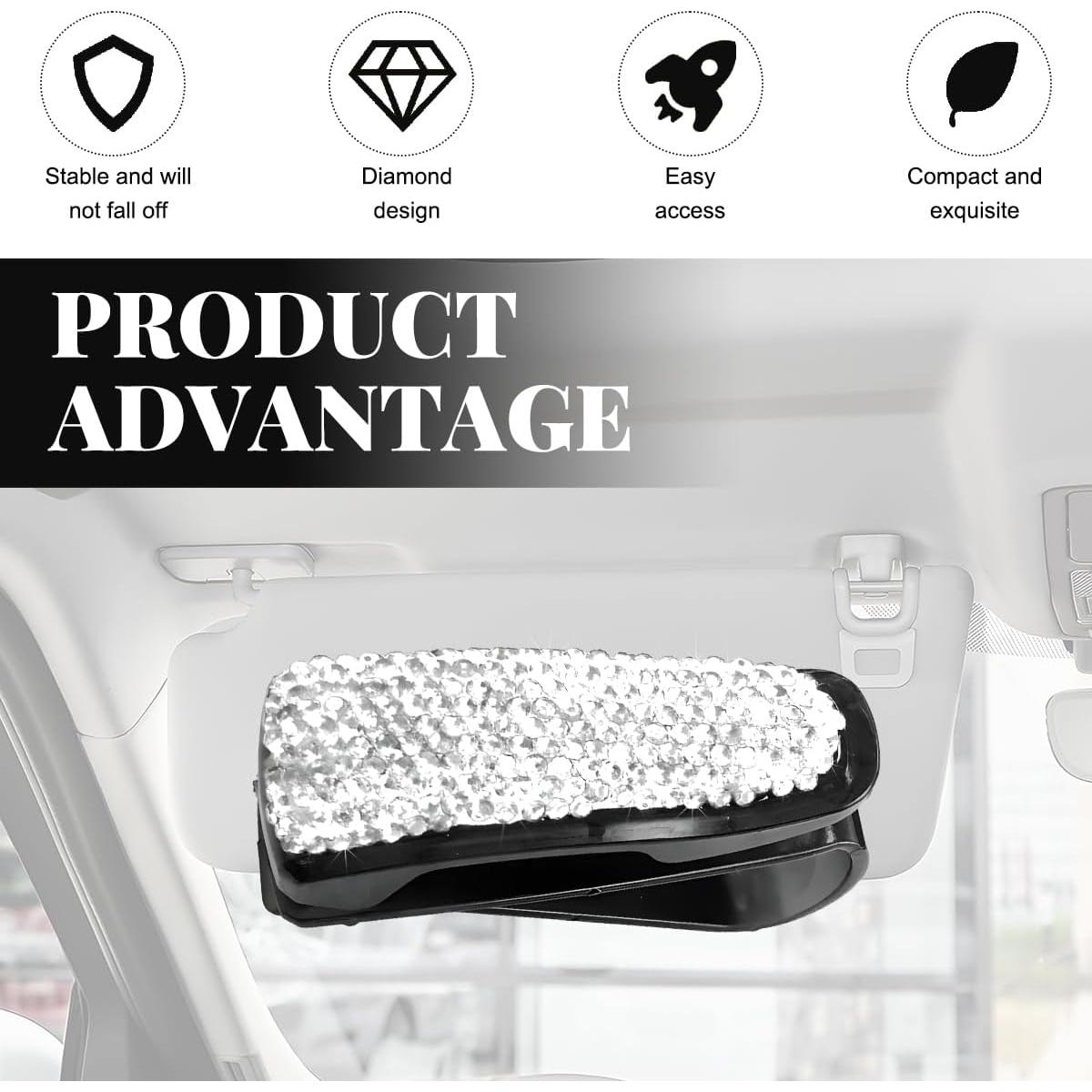 Soporte para Gafas de Visera de Coche Wevdn Blanco 2 Pcs