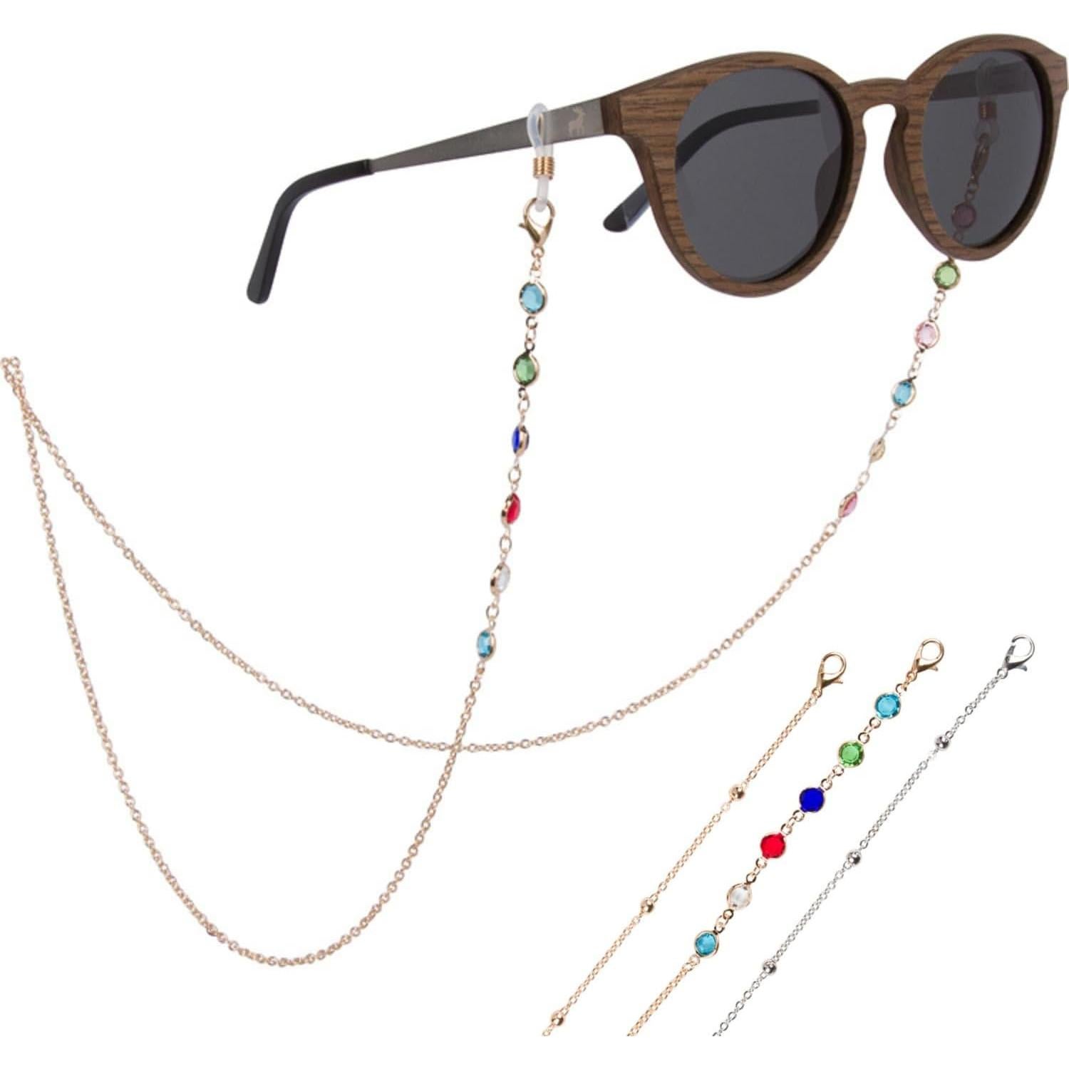 Cadena de Gafas Sidelinx - Paquete de 3 Mujeres Oro Plata