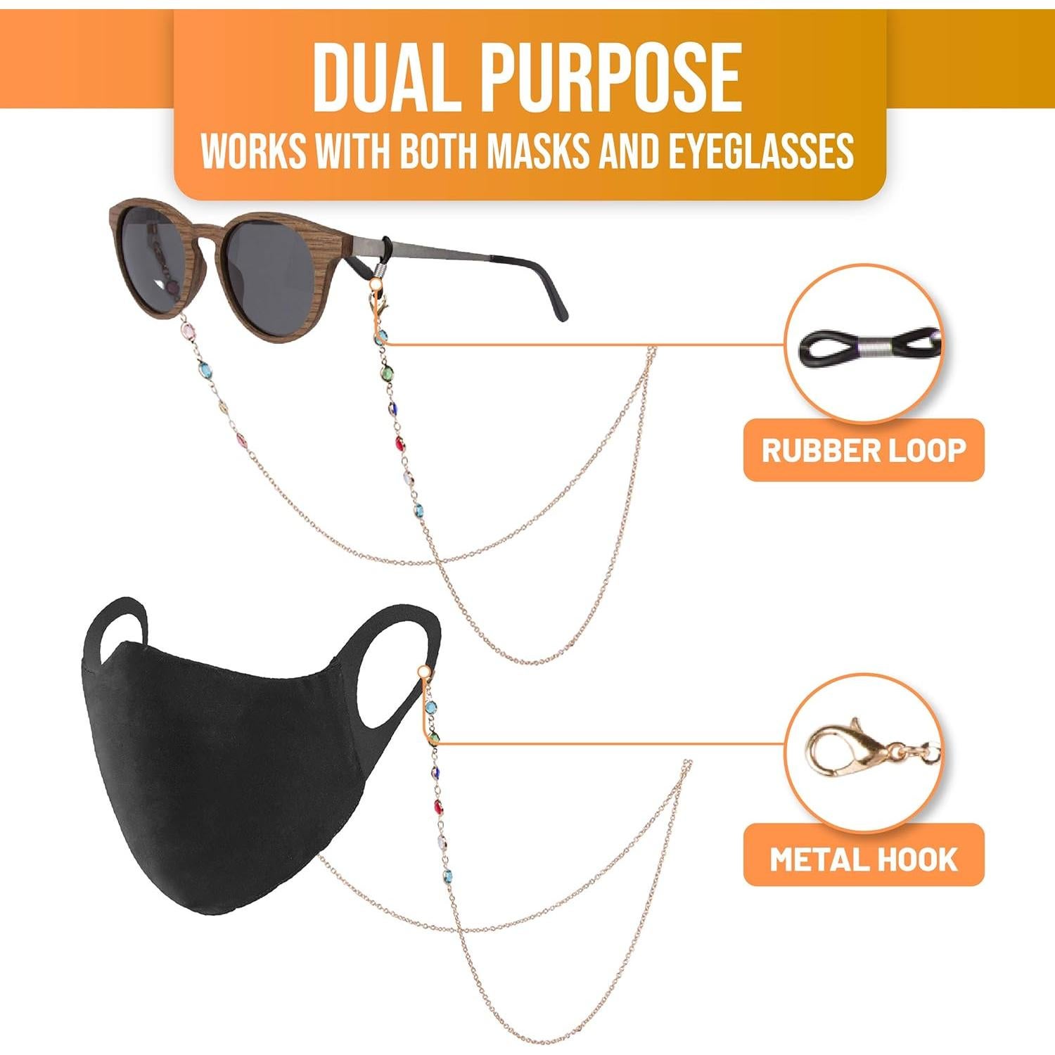 Cadena de Gafas Sidelinx - Paquete de 3 Mujeres Oro Plata