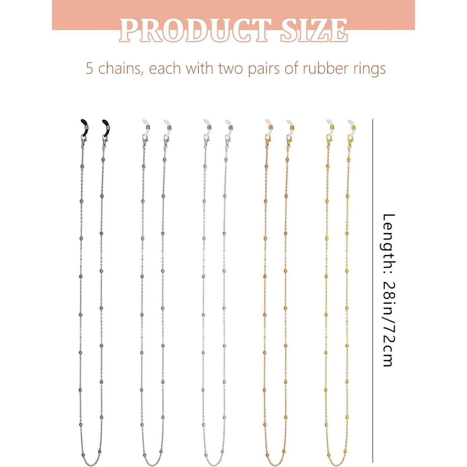 Cadena de Gafas con Perlas Cuteabc - 5 Pcs Collar Estiloso