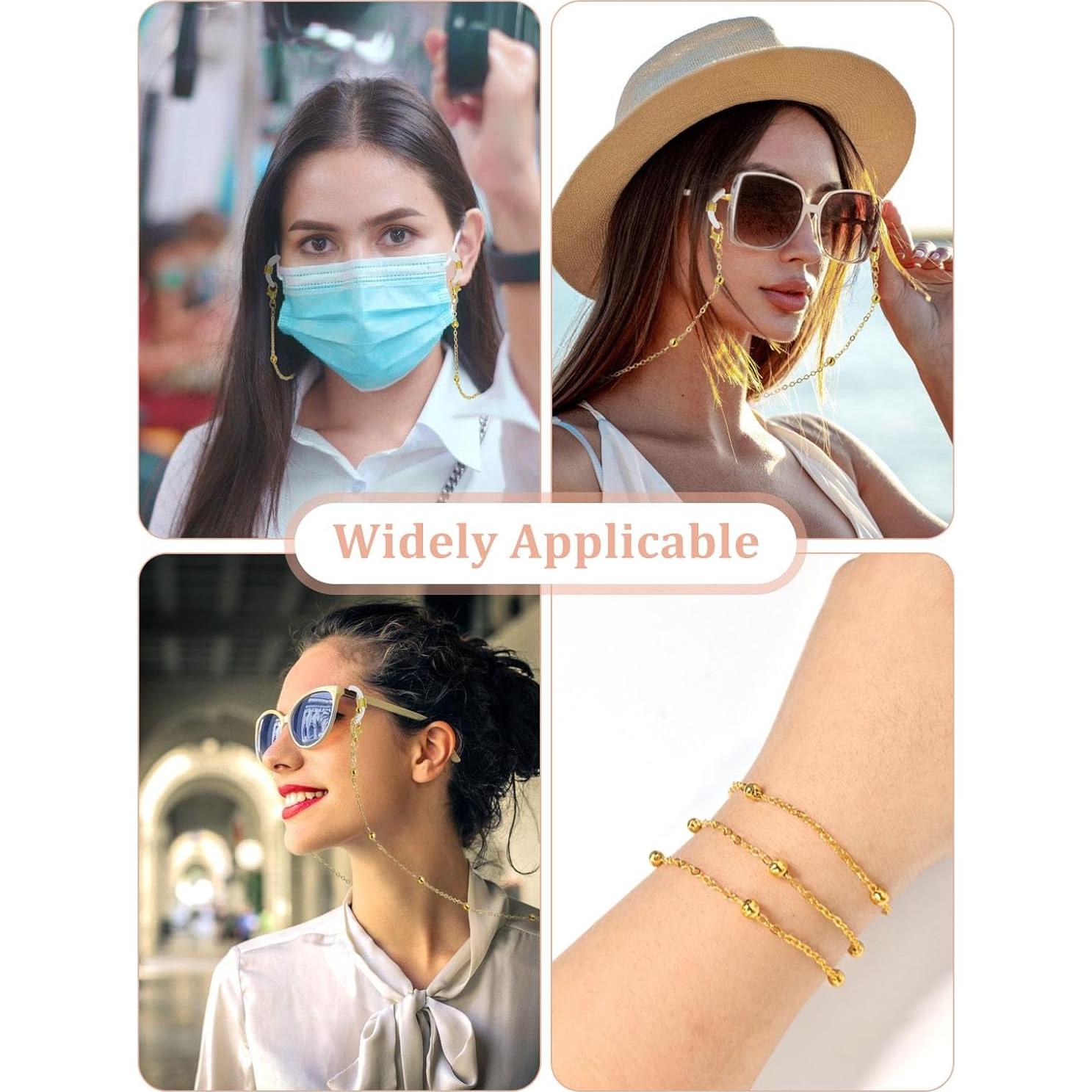 Cadena de Gafas con Perlas Cuteabc - 5 Pcs Collar Estiloso