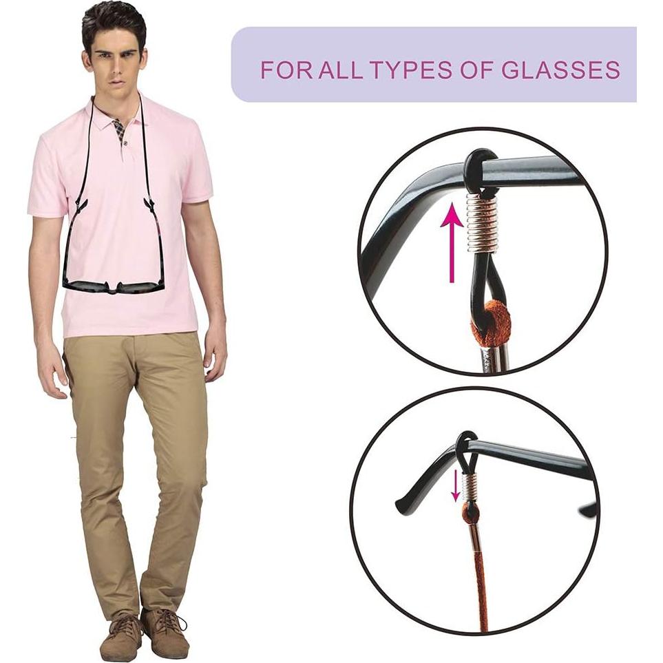 Soporte de Cuerda para Gafas KECHIO - 7 Cuerdas de Cuero Moda