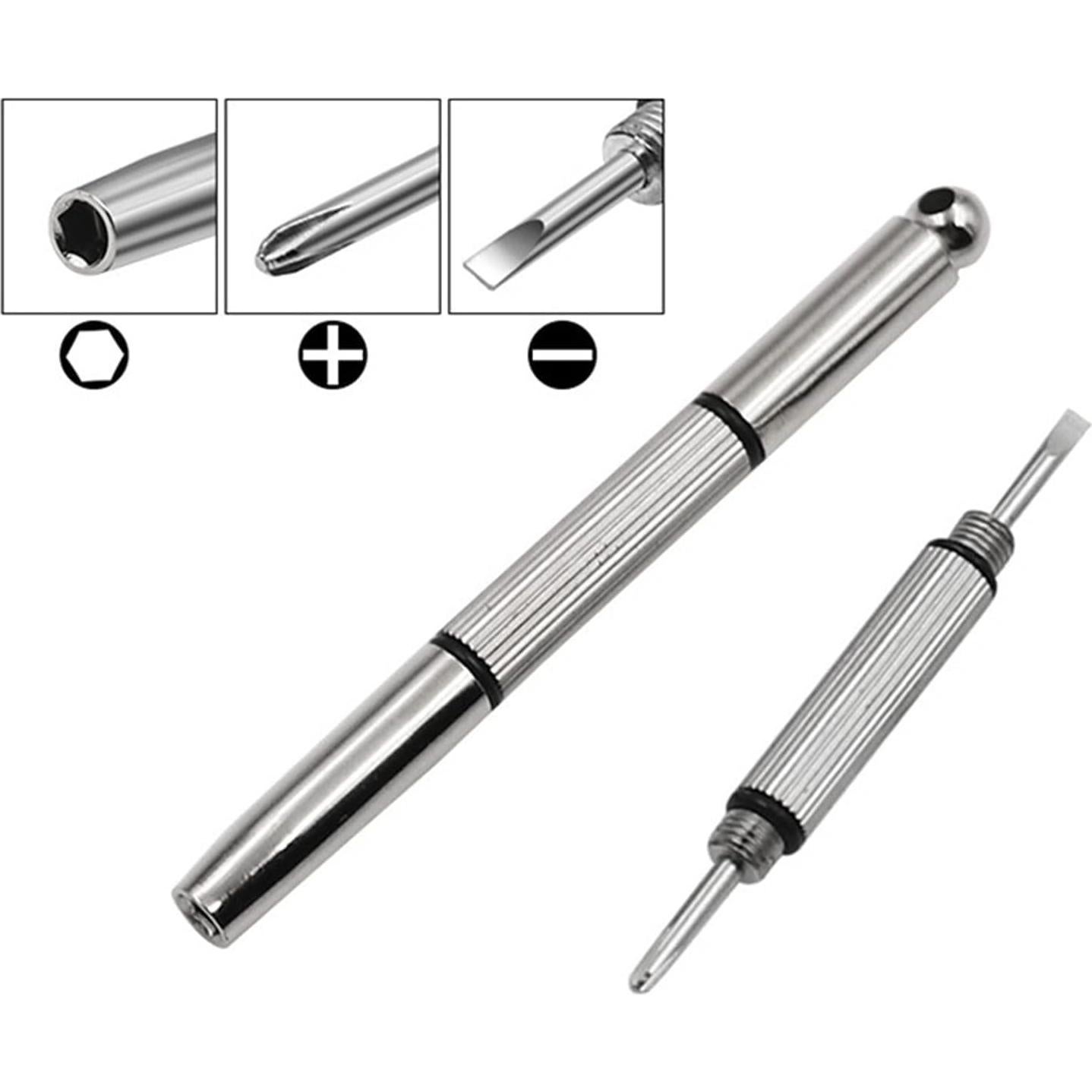 Destornillador Mini 3 en 1 Pxiryanlow Plateado para Gafas y Relojes