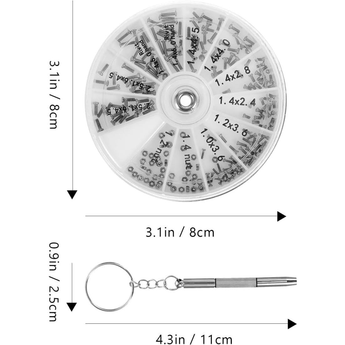 Kit de Reparación de Gafas NOLITOY con 120 Tornillos y Destornillador