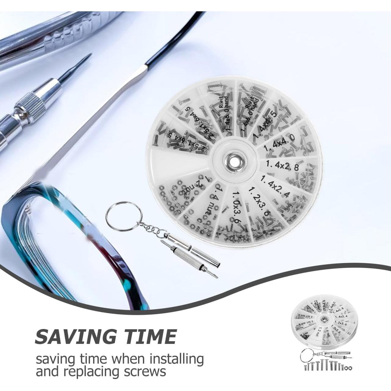 Kit de Reparación de Gafas NOLITOY con 120 Tornillos y Destornillador