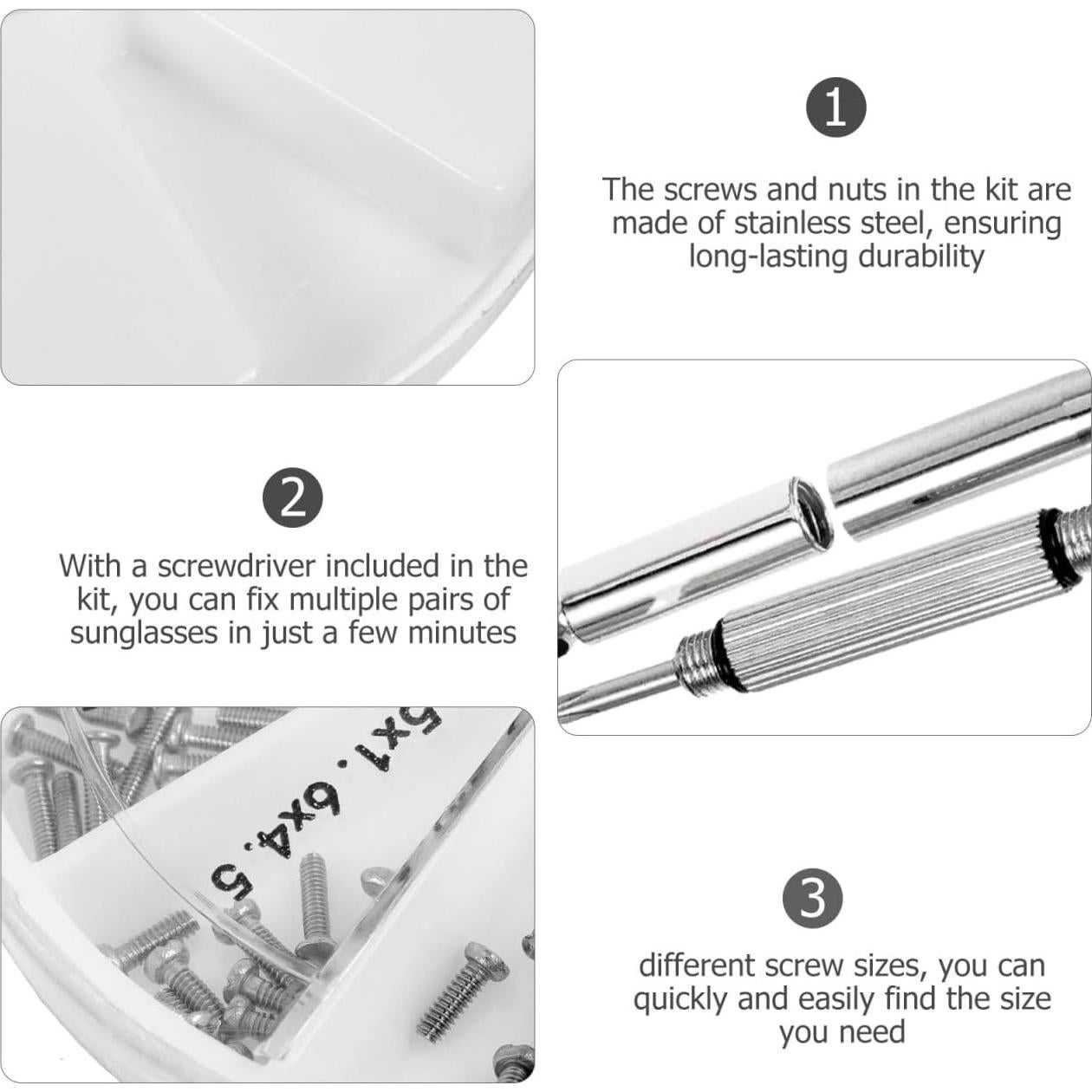 Kit de Reparación de Gafas NOLITOY con 120 Tornillos y Destornillador