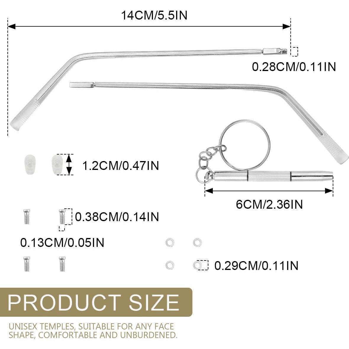 Brazos de Reemplazo para Gafas ZJIVQO Transparentes Plata