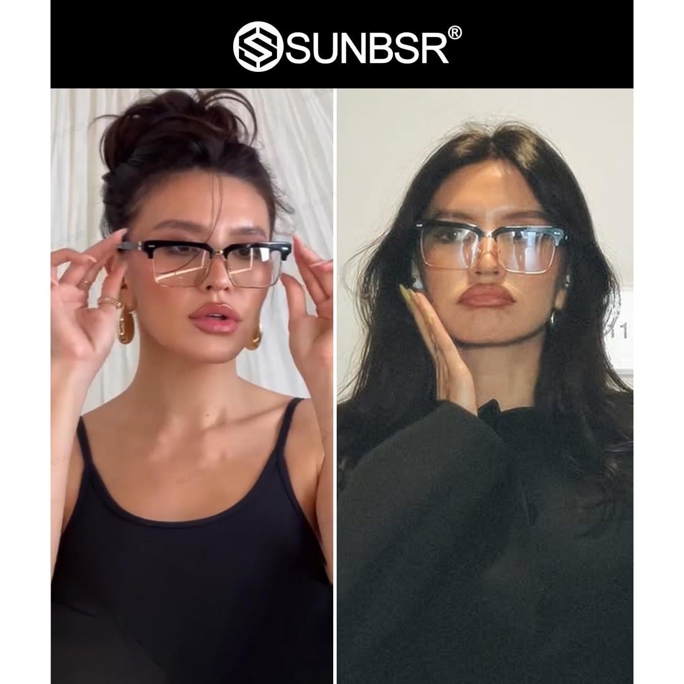 Gafas de Luz Azul SUNBSR para Mujeres y Hombres - Media Montura