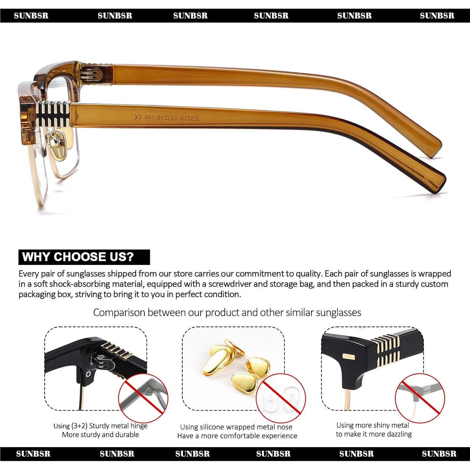 Gafas de Luz Azul SUNBSR para Mujeres y Hombres - Media Montura