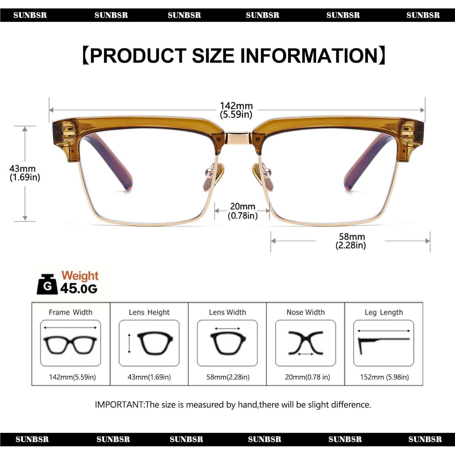 Gafas de Luz Azul SUNBSR para Mujeres y Hombres - Media Montura