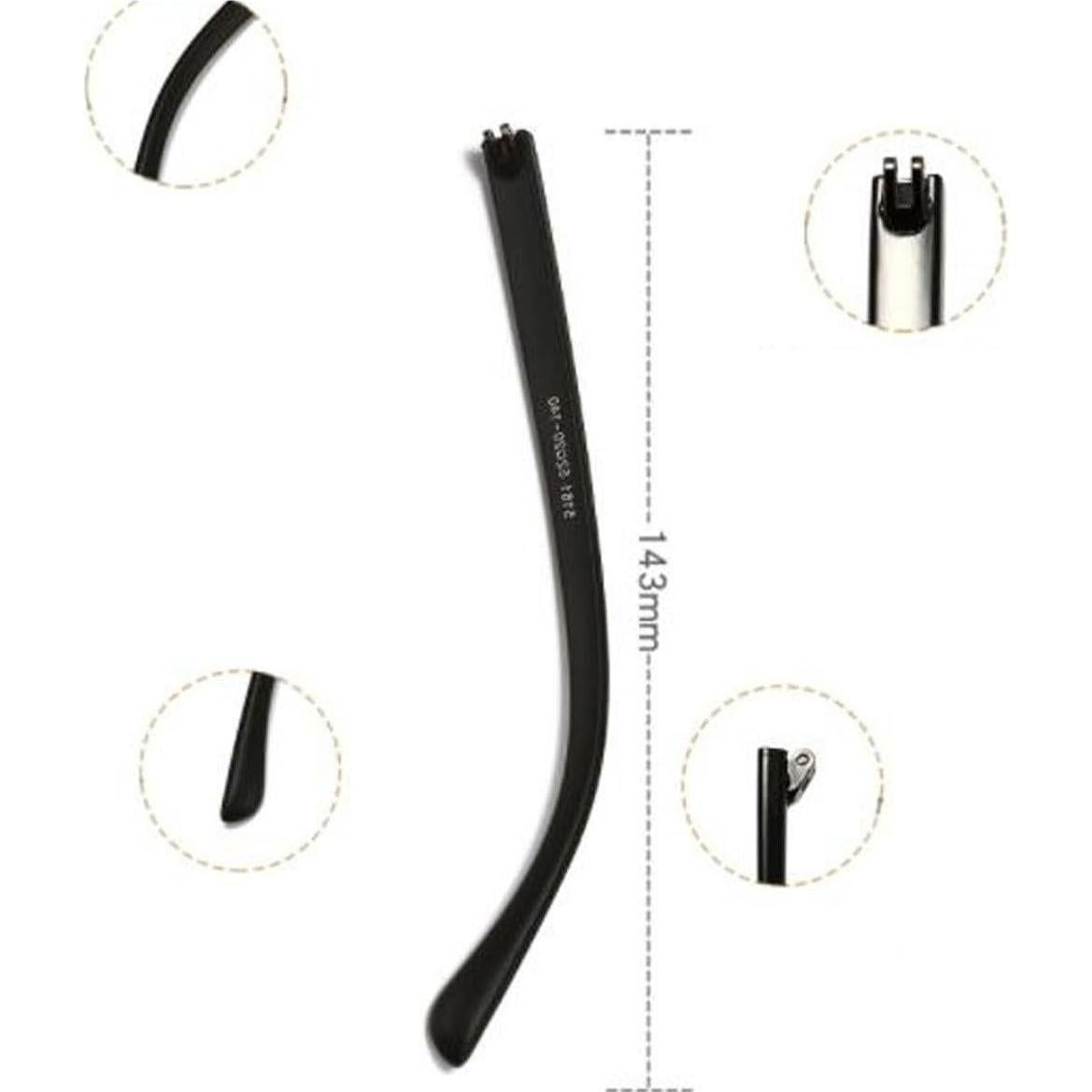 Templos de Gafas de Reemplazo Zealmax Unisex Negros