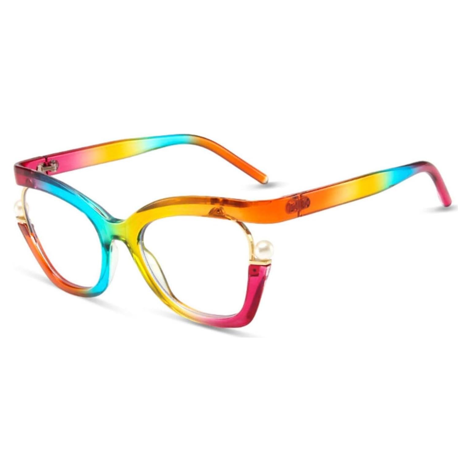 Gafas de lectura Cat Eye AOOLIA 2x Arcoíris con luz azul
