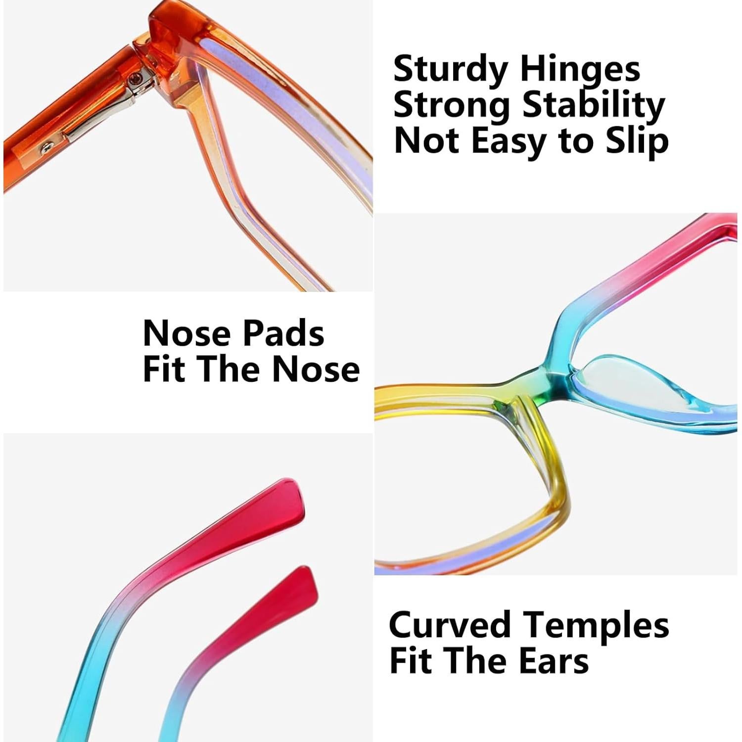 Gafas de lectura Cat Eye AOOLIA 2x Arcoíris con luz azul