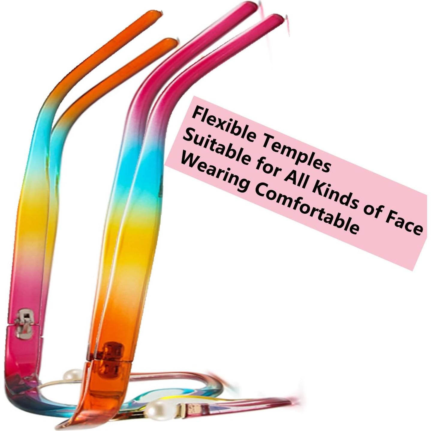 Gafas de lectura Cat Eye AOOLIA 2x Arcoíris con luz azul