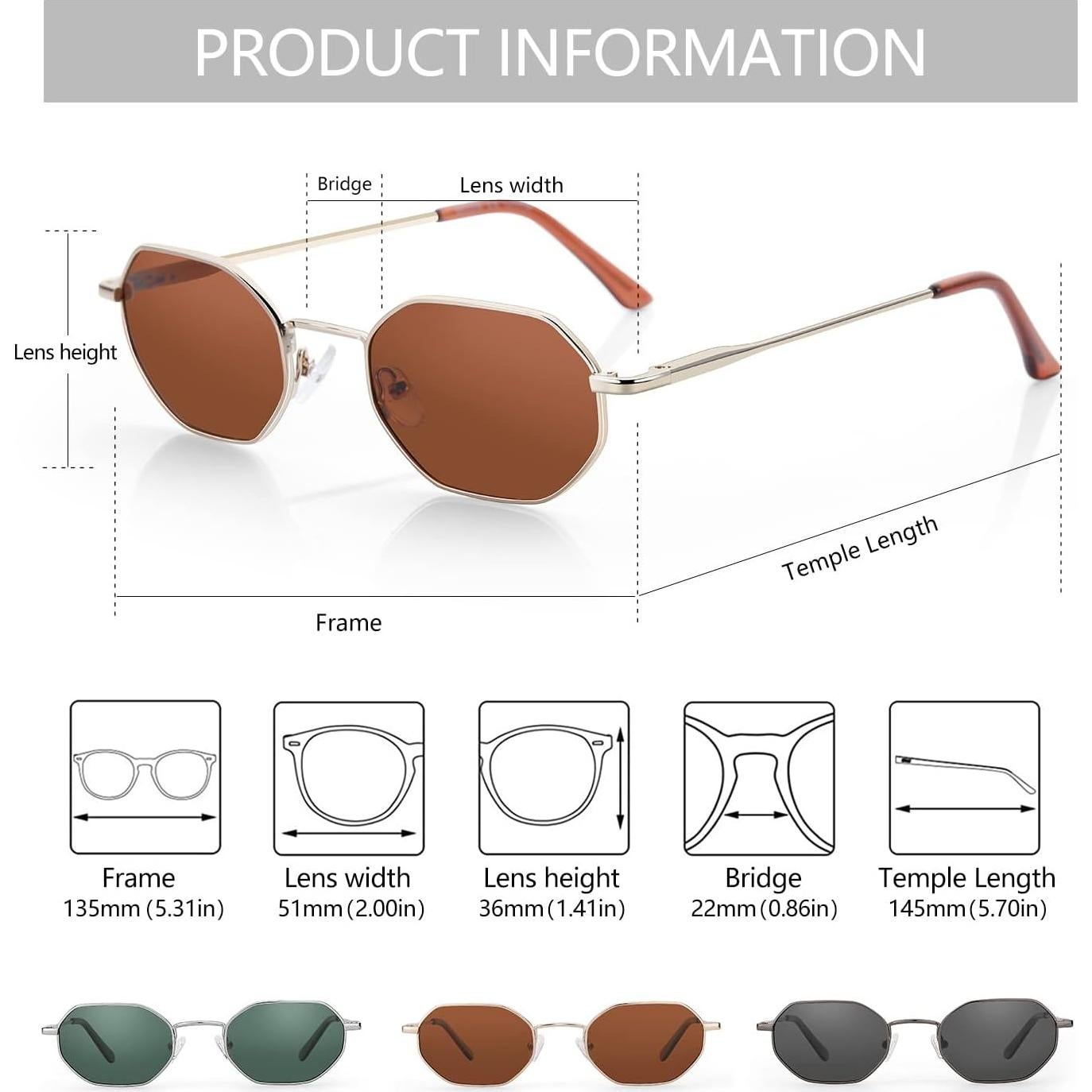 Gafas de sol polarizadas ZENOTTIC octagonales para mujer y hombre