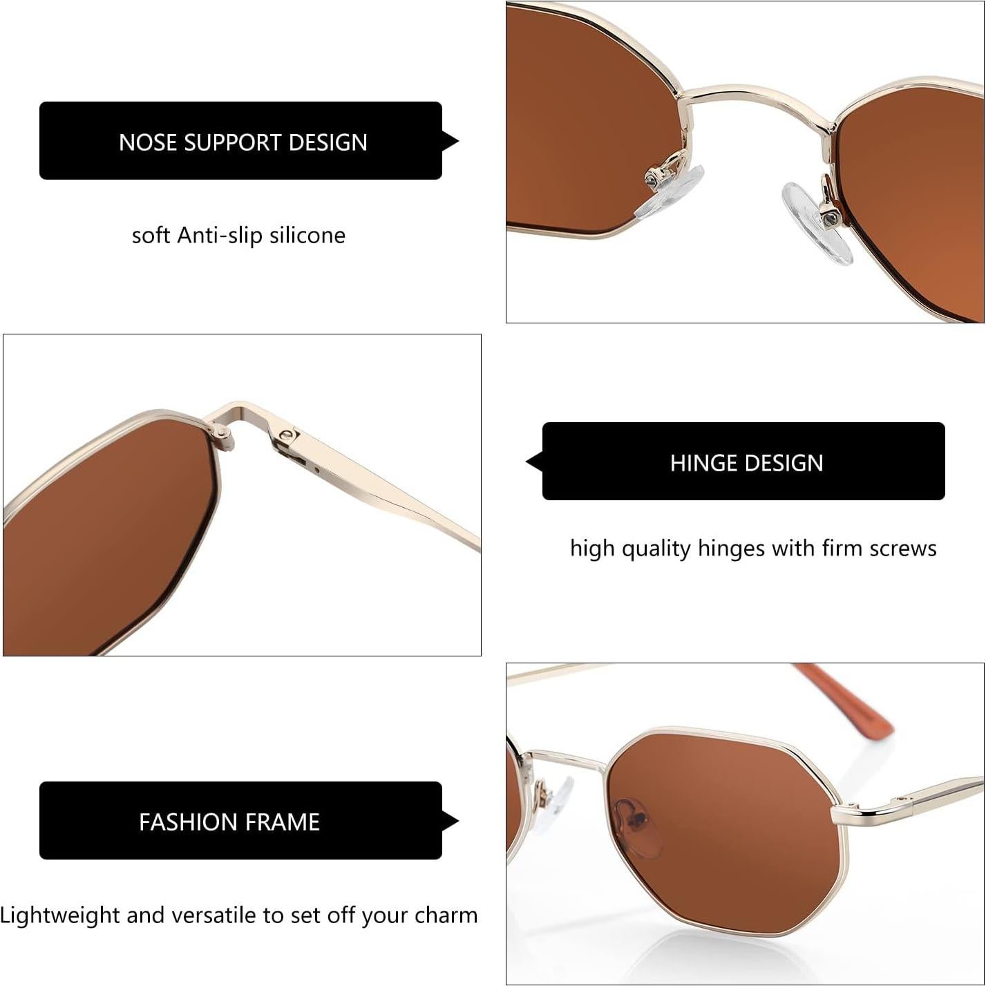 Gafas de sol polarizadas ZENOTTIC octagonales para mujer y hombre