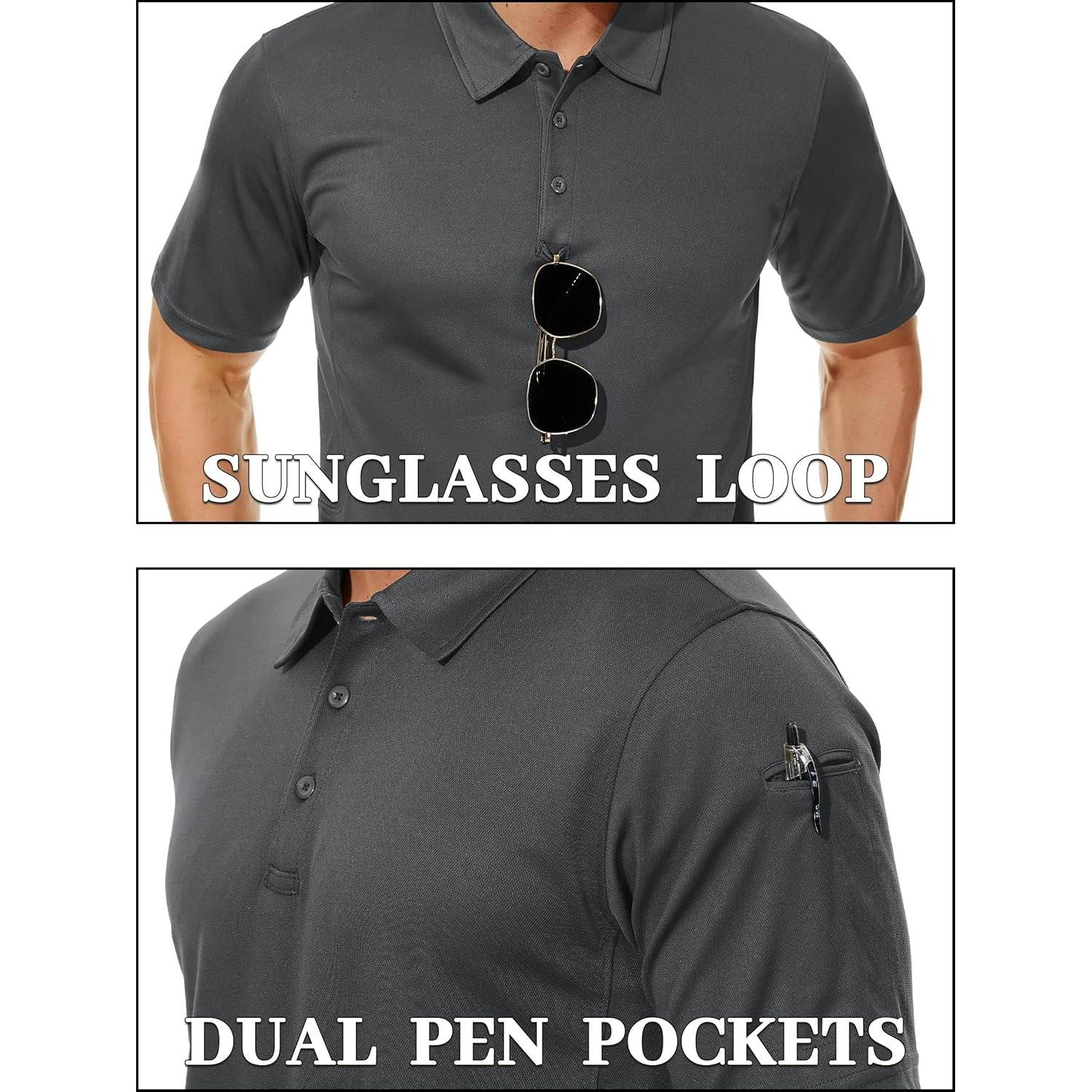 Camisa Polo de Manga Corta TACVASEN para Hombre Secado Rápido