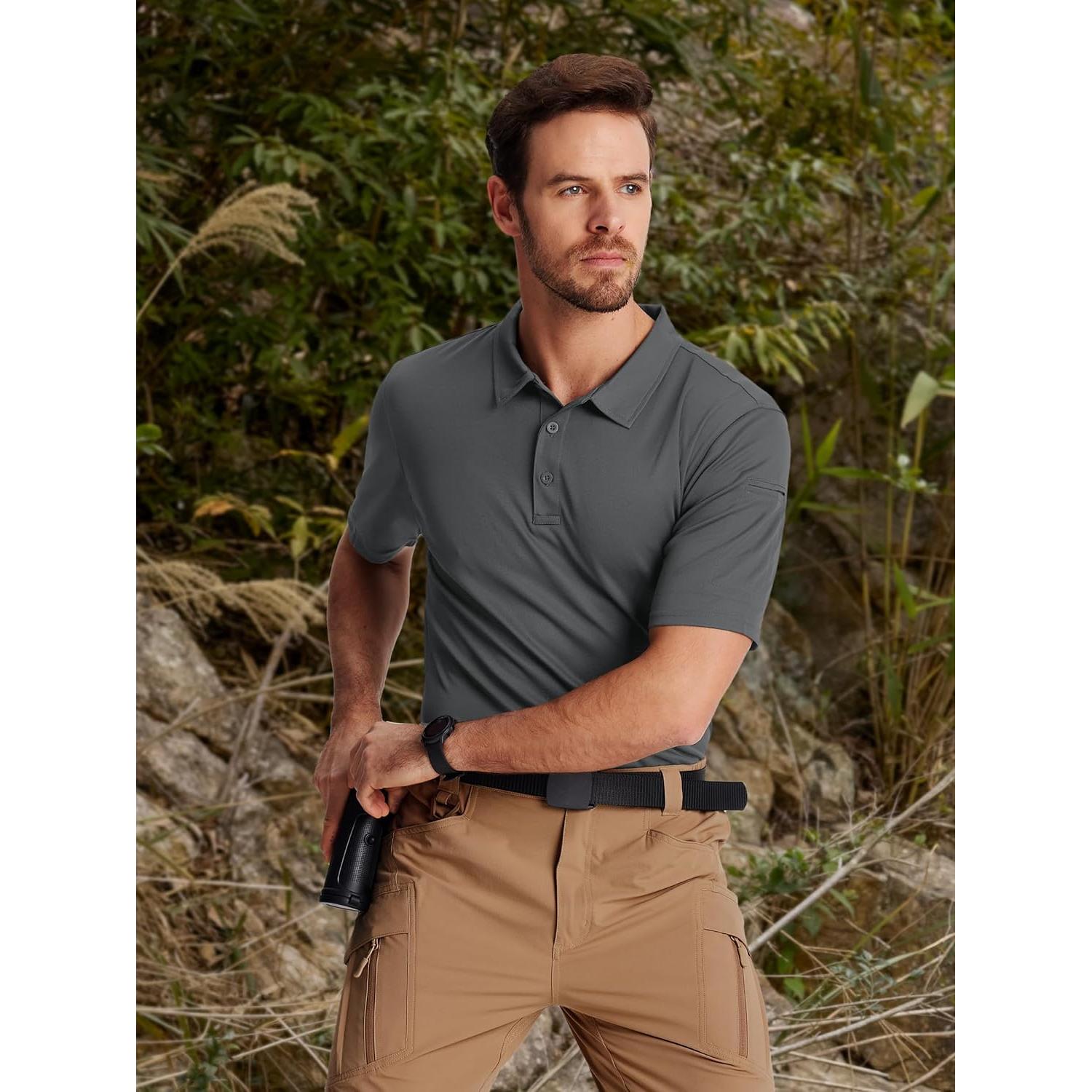 Camisa Polo de Manga Corta TACVASEN para Hombre Secado Rápido