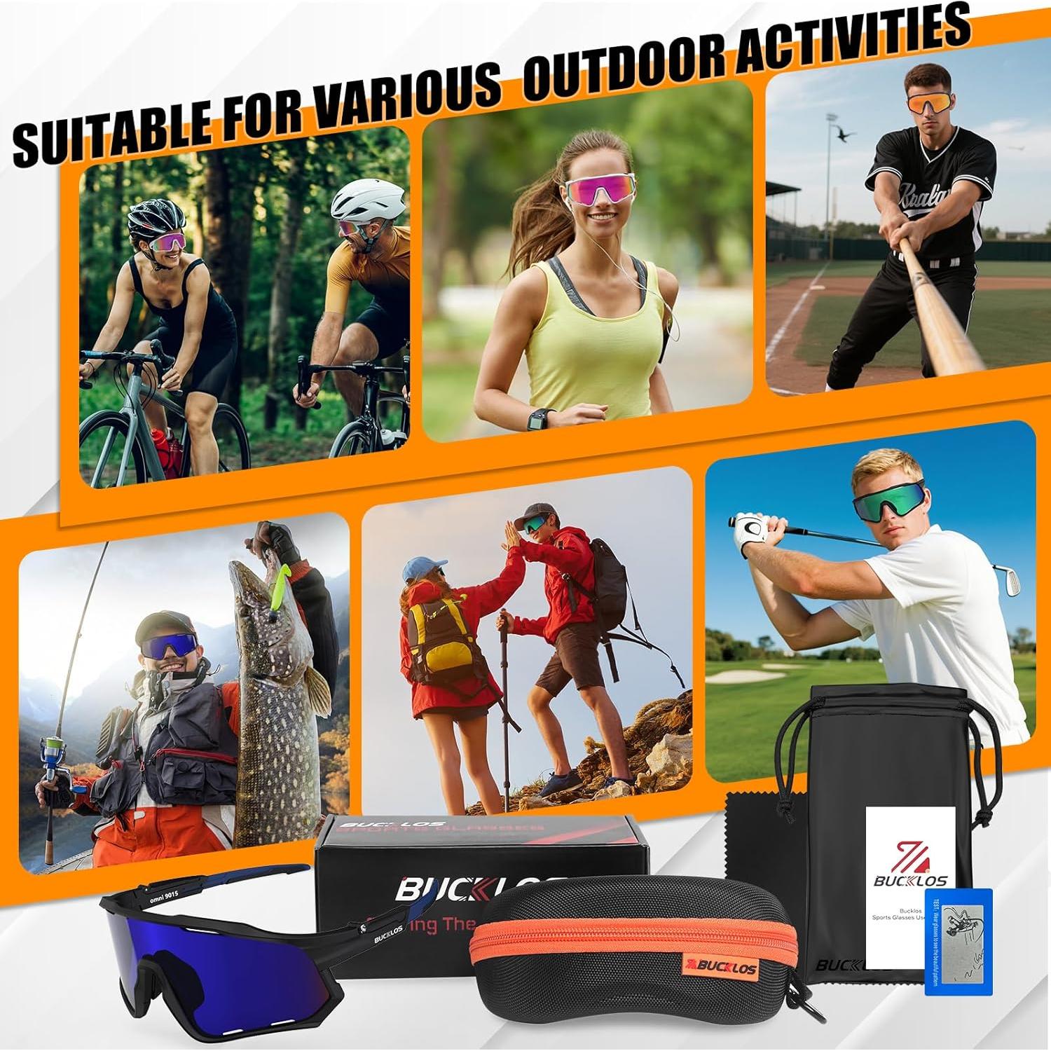 Gafas de sol polarizadas BUCKLOS UV400 para ciclismo y running