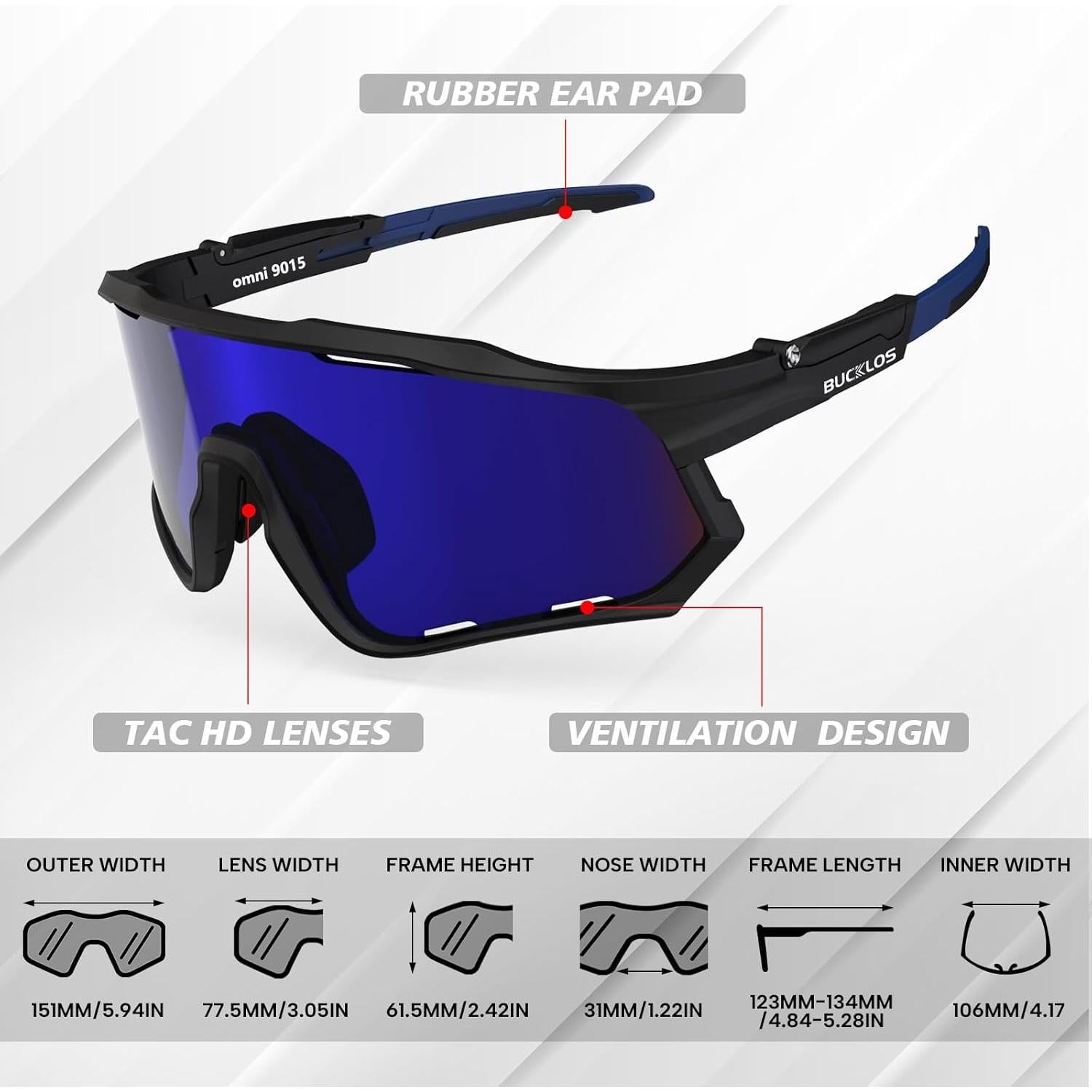 Gafas de sol polarizadas BUCKLOS UV400 para ciclismo y running