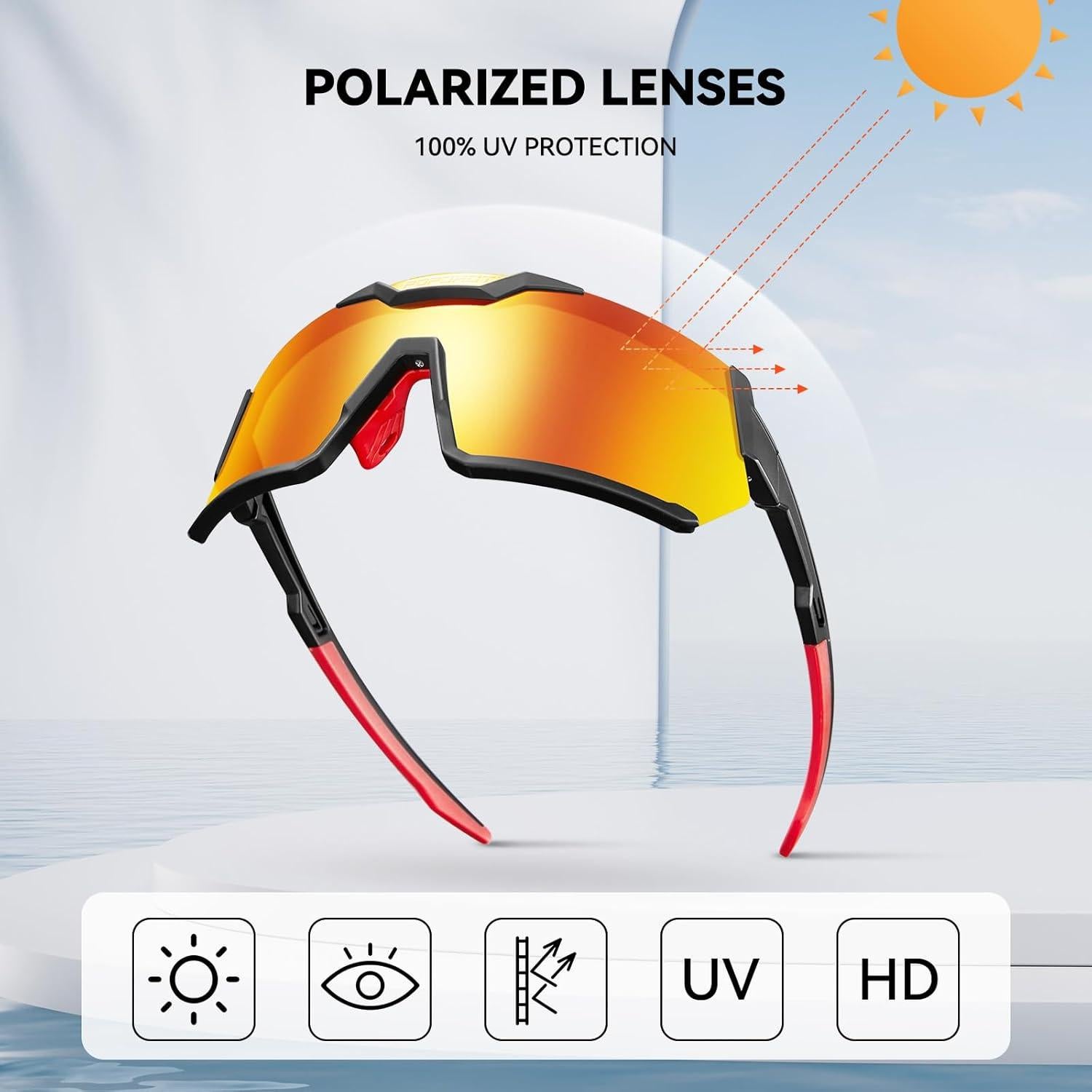 Gafas de Sol Deportivas POPOACTI UV400 Polarizadas para Ciclismo