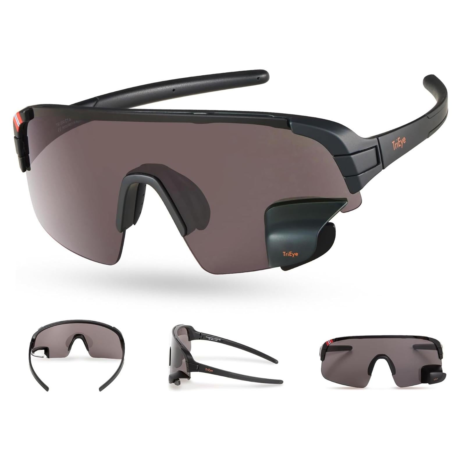 Gafas de Ciclismo TriEye Gris Humo con Espejo Retrovisor UV-400