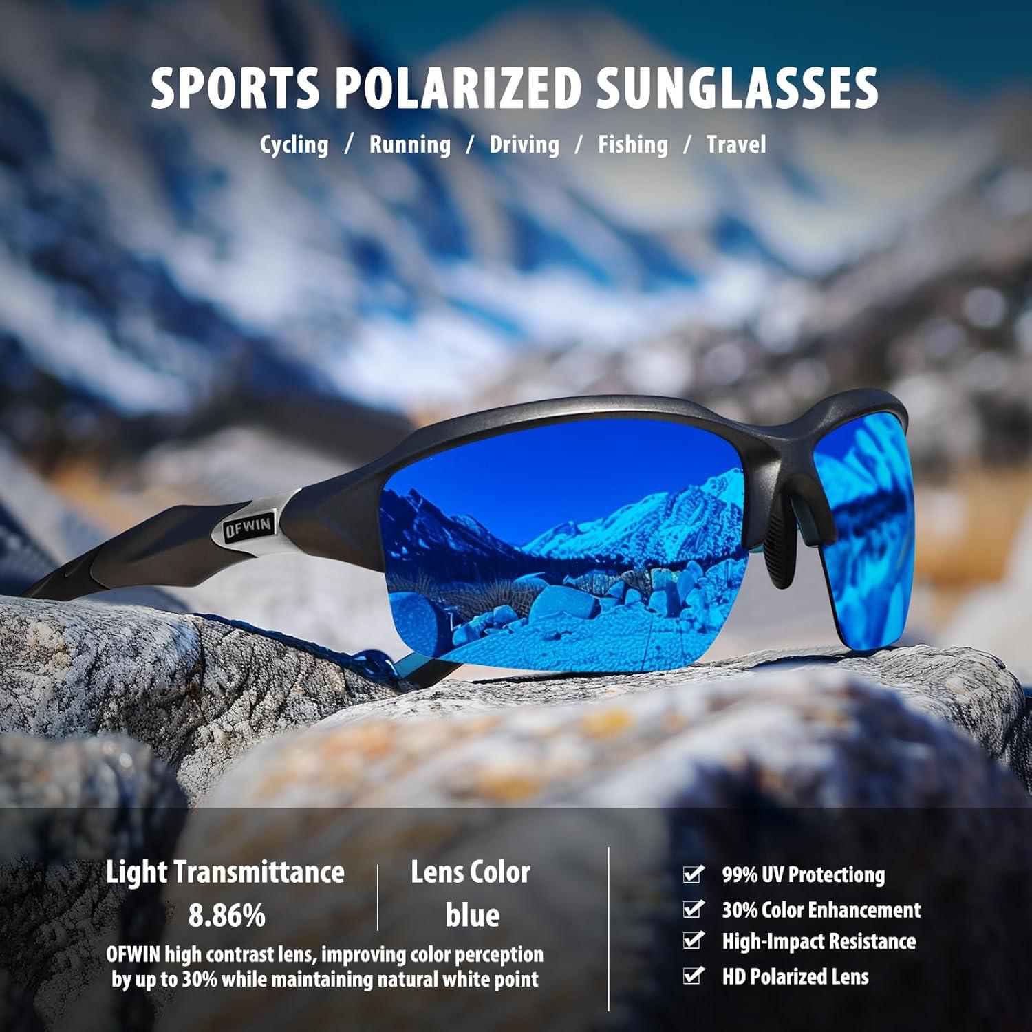 Gafas de Sol Deportivas Polarizadas UV400 Unisex Gris/Azul