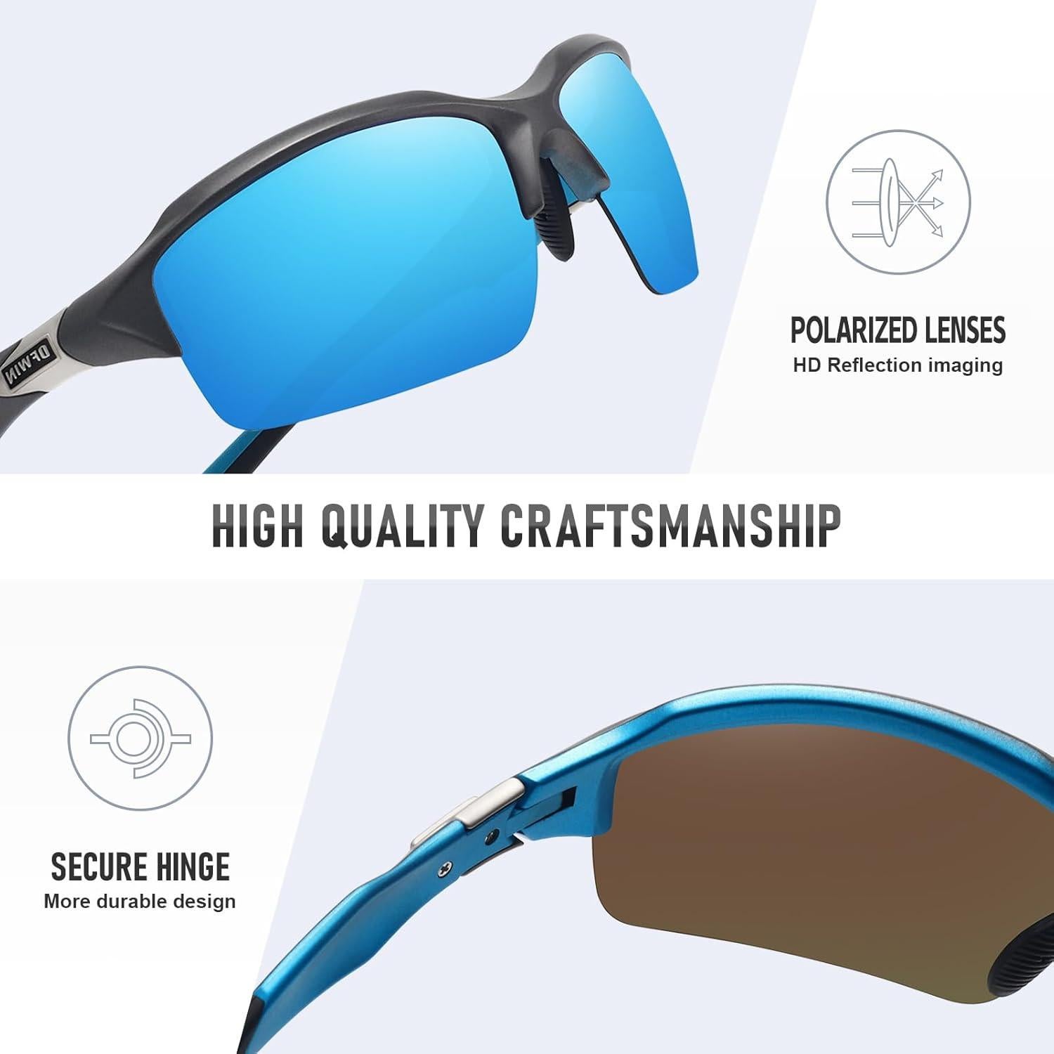 Gafas de Sol Deportivas Polarizadas UV400 Unisex Gris/Azul