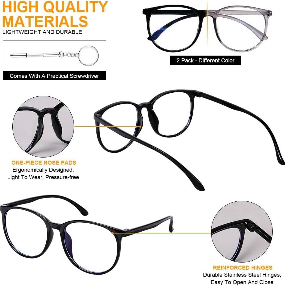 Gafas URAQT Anti Luz Azul - Paquete de 2 Unidades para Adultos