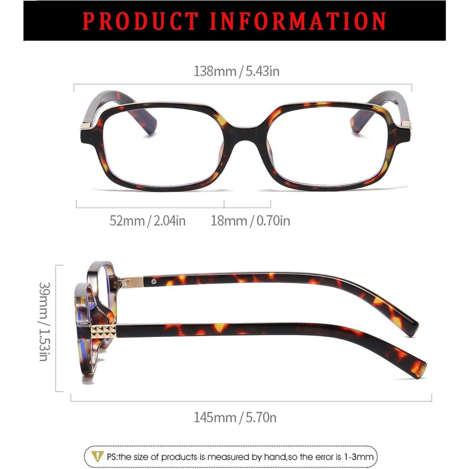 Gafas Rectangulares ZIMUSUN Anti Luz Azul Unisex 50mm Leopardo