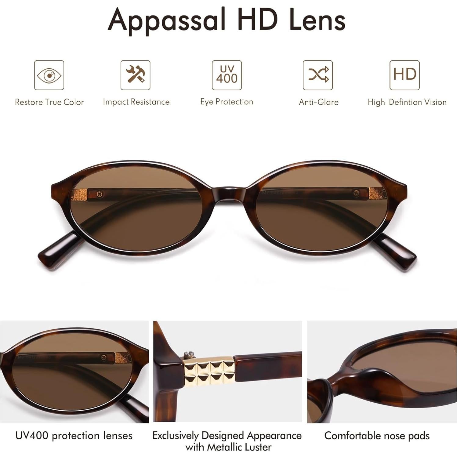 Gafas de sol ovaladas retro AP3728 UV400 unisex tortuga