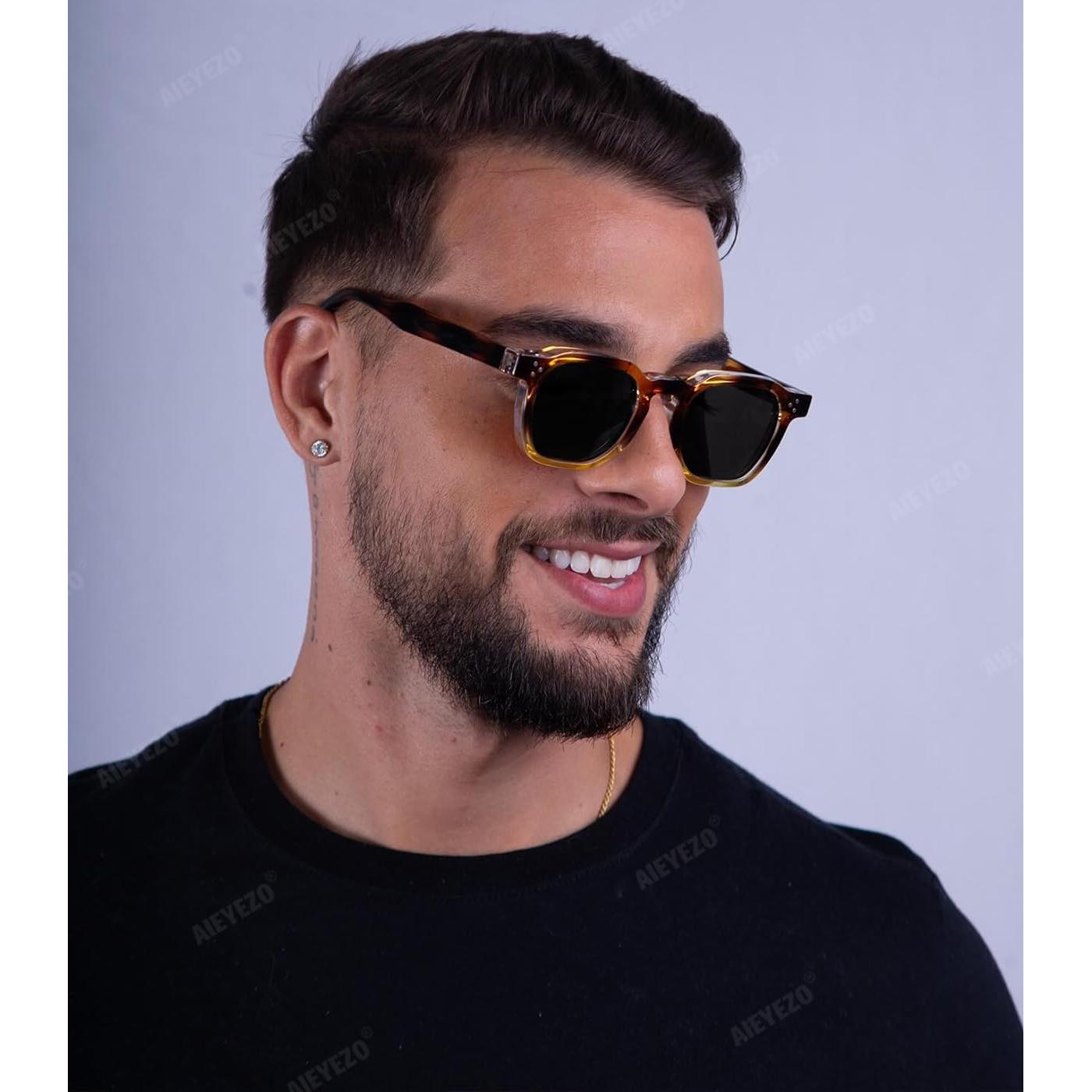 Gafas de Sol Retro AIEYEZO Unisex Cuadradas UV400 Carey/Grey