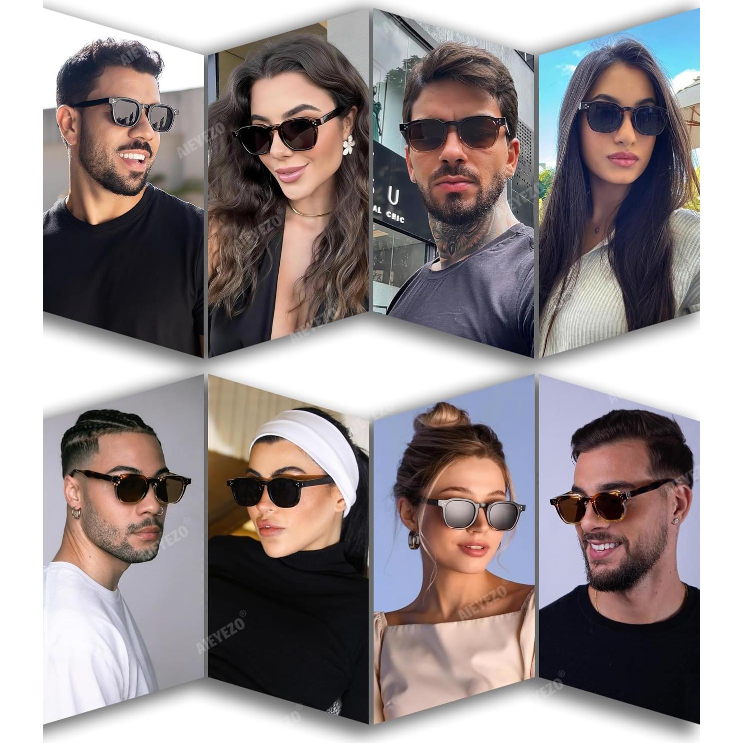 Gafas de Sol Retro AIEYEZO Unisex Cuadradas UV400 Carey/Grey