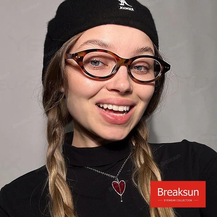 Gafas Ovaladas Retro Breaksun A1 Tortuga Bloqueo Luz Azul