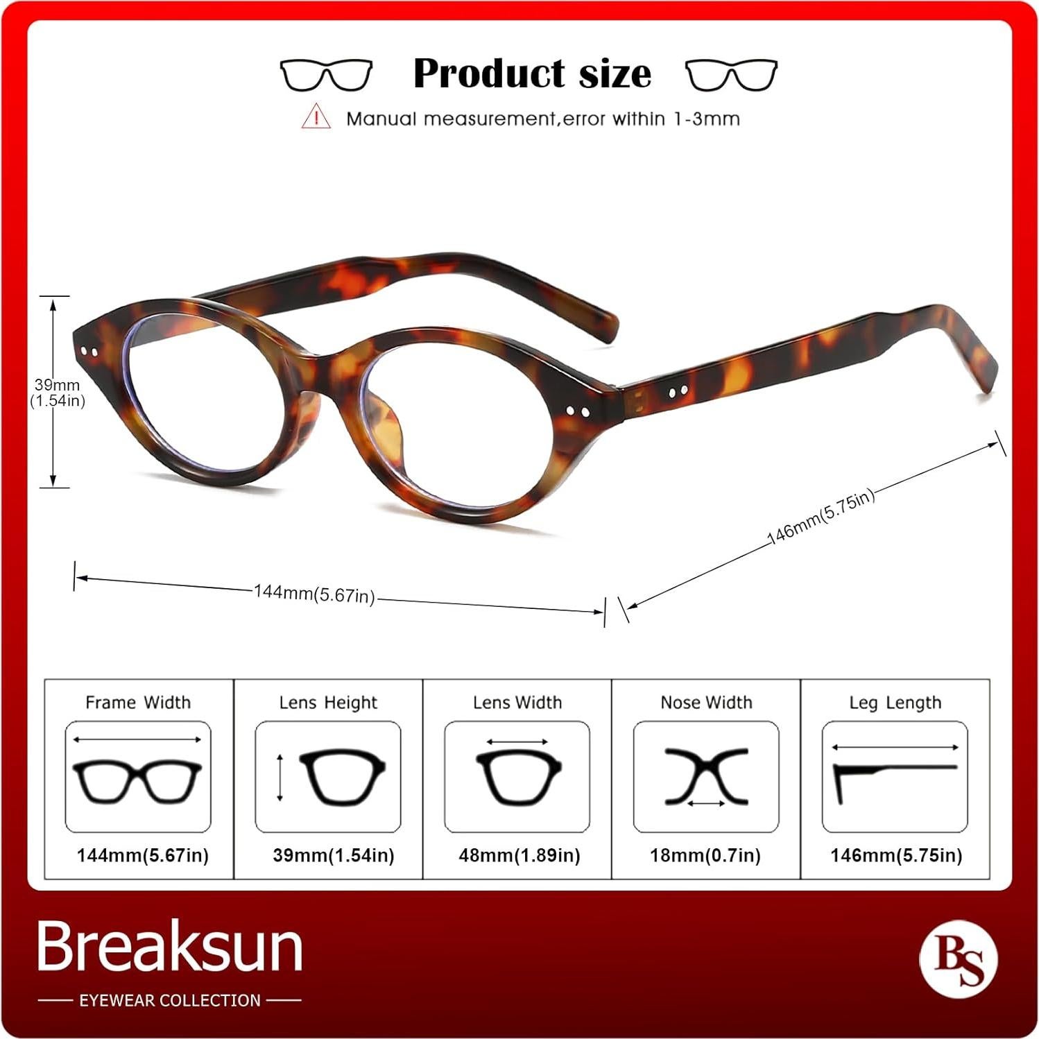 Gafas Ovaladas Retro Breaksun A1 Tortuga Bloqueo Luz Azul