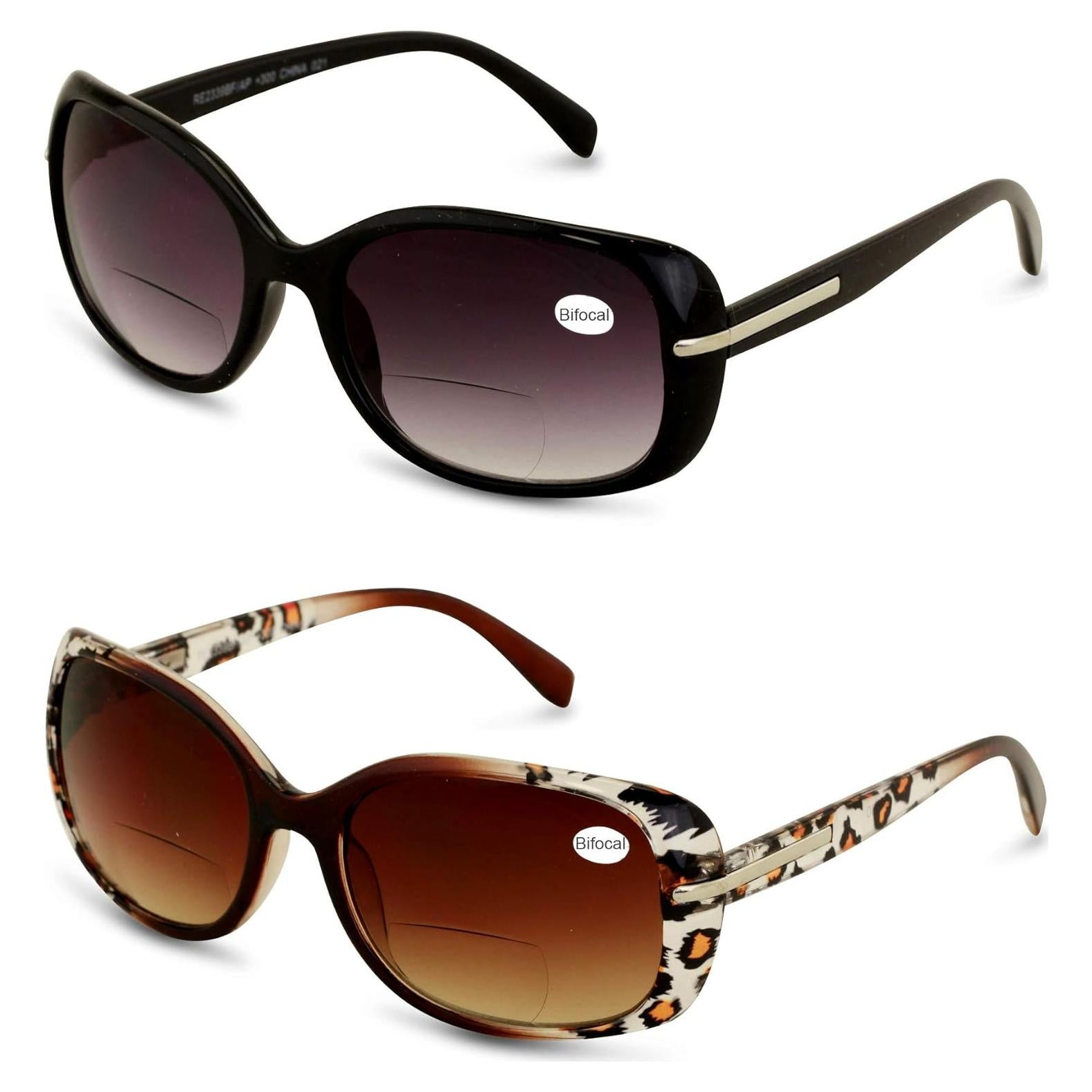 Gafas de Sol Bifocales V.W.E. 2 Pares Mujeres Negro Leopardo