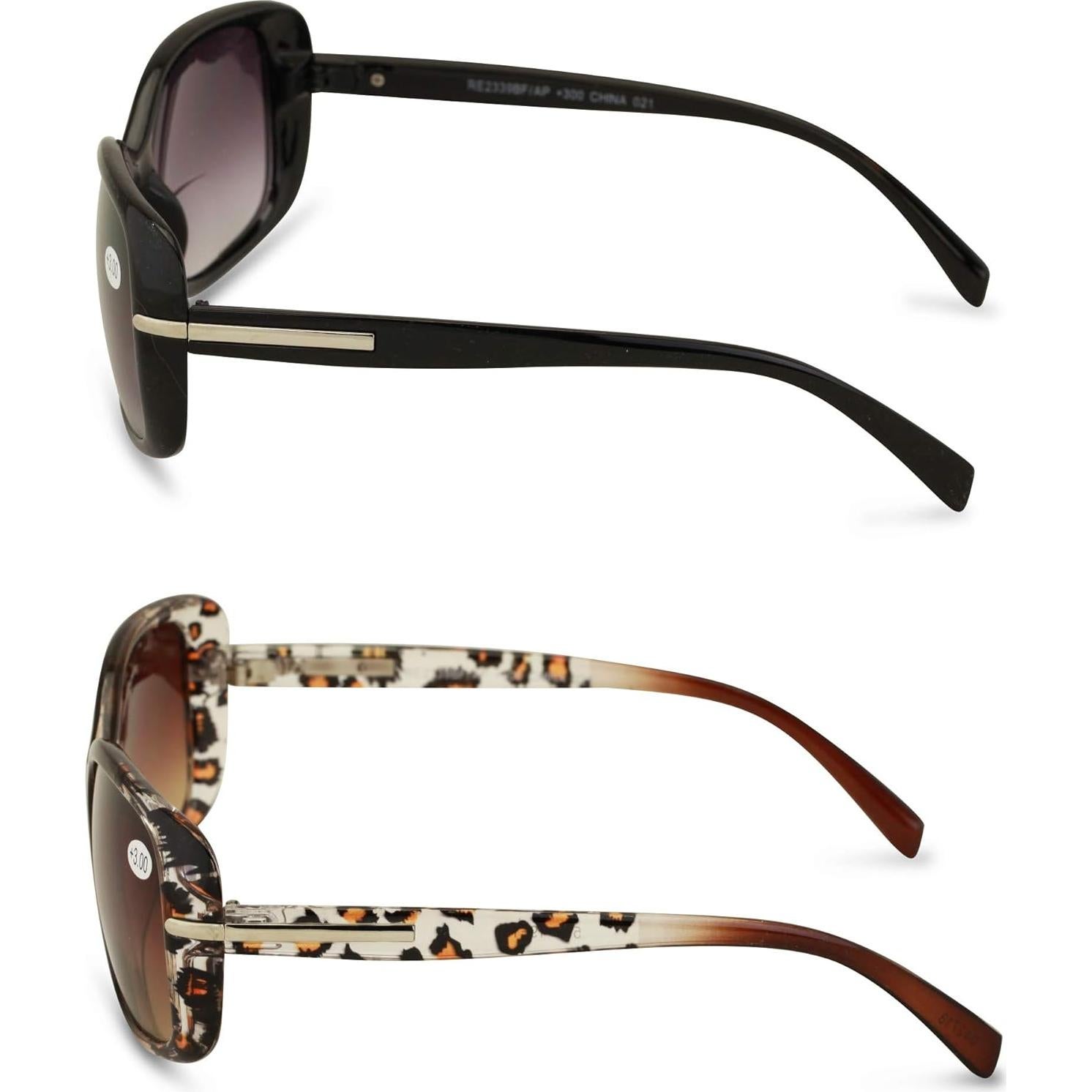 Gafas de Sol Bifocales V.W.E. 2 Pares Mujeres Negro Leopardo