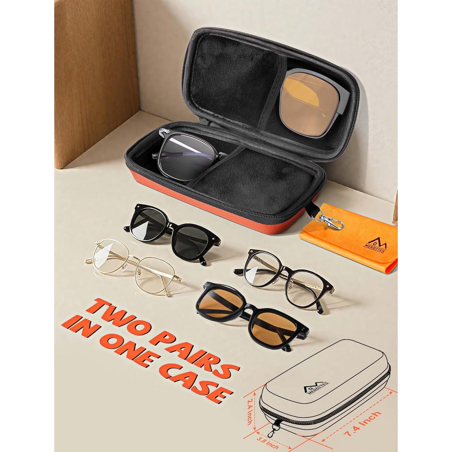 Estuche Doble para Gafas MERDTTES Naranja Funda Dura EVA