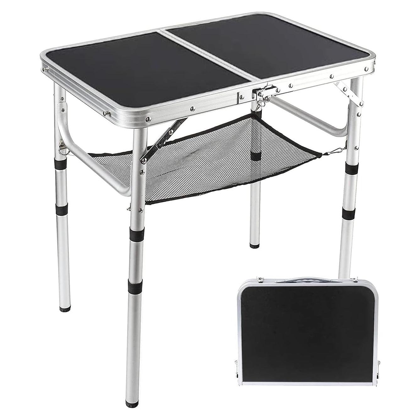 Mesa Plegable Camping YUFIFAIRY 60x40cm Ajustable Negra