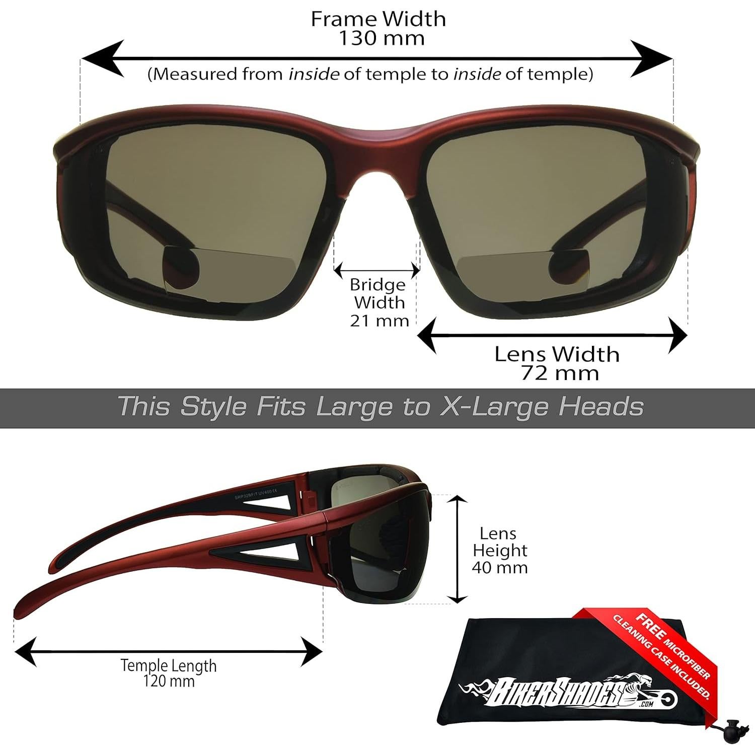 Gafas de sol bifocales de seguridad Bikershades +2.50 con acolchado
