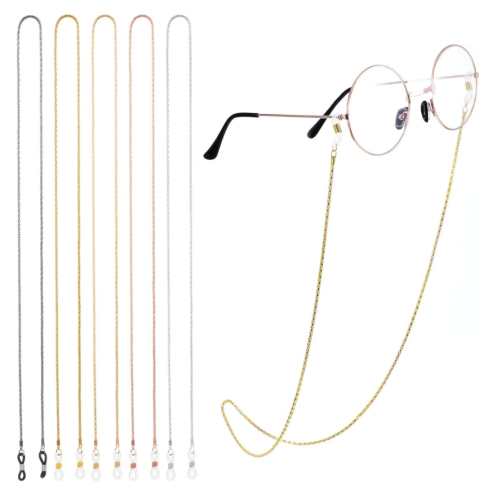 Cadena para Gafas 5PCS Nogeqi, Ajustable, Oro Rosa, Plata, Negro
